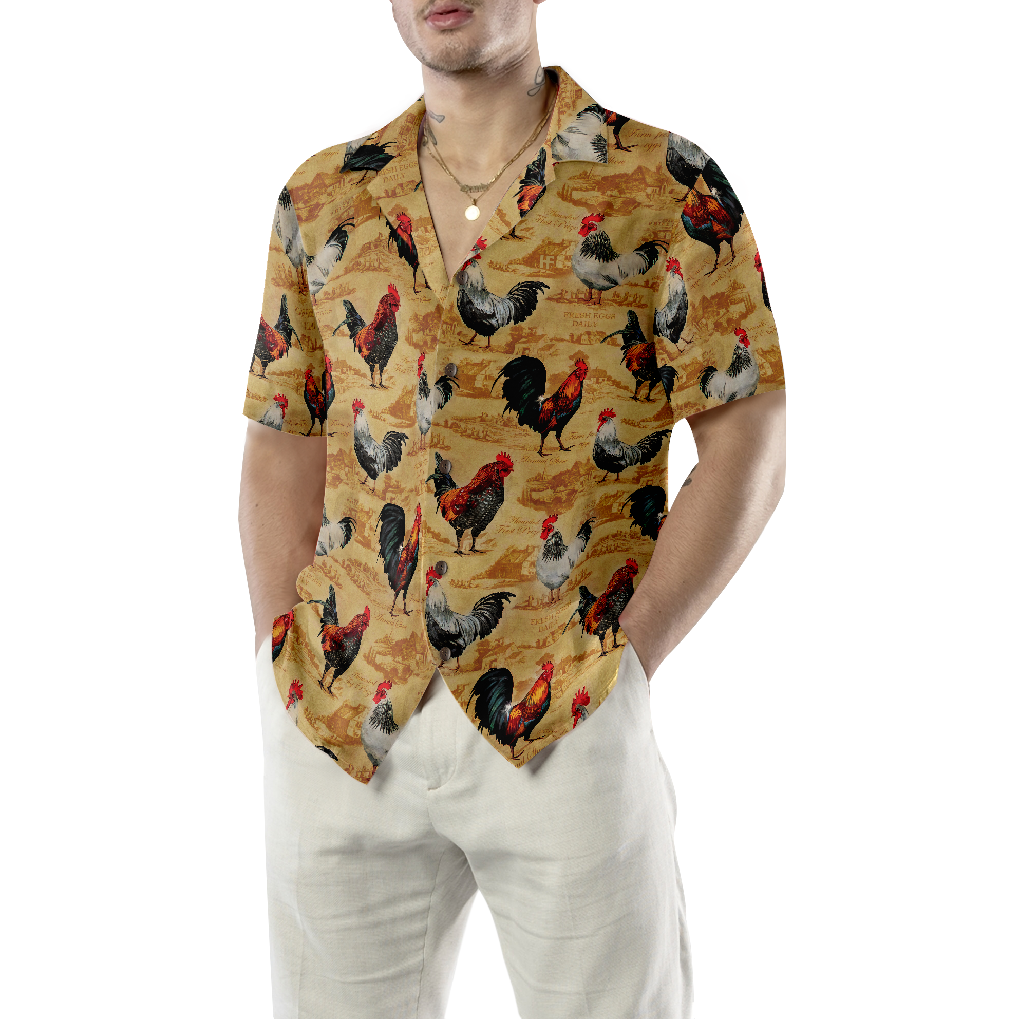 Vintage Chicken Farm Shirt For Men Hawaiian Shirt - Hyperfavor