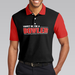 Sleep With Bowler Polo Shirt, Black And Red Bowling Short Sleeve Polo Shirt, Funny Shirt With Sayings - Hyperfavor