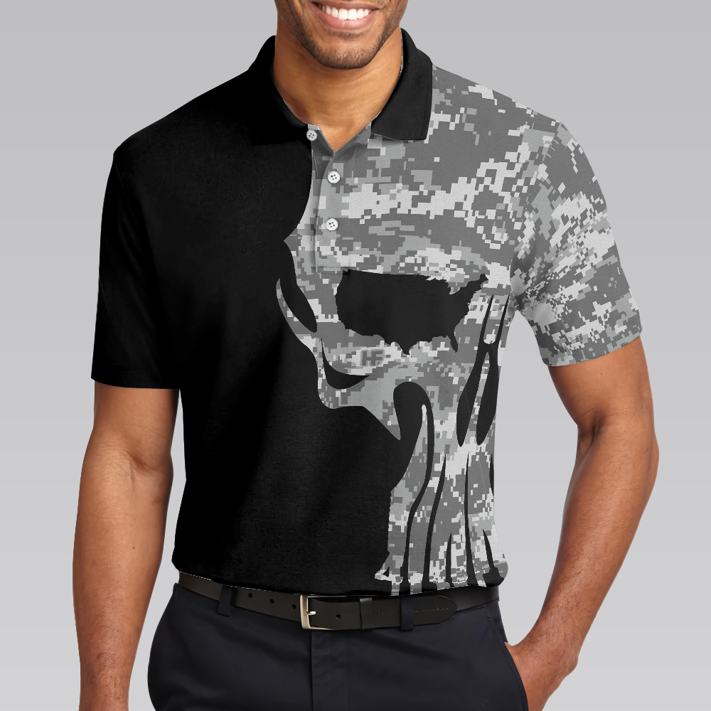 I Am An US Veteran Polo Shirt, Skull Camo Shirt For Retired Veterans, Best Veteran Day Shirt Design - Hyperfavor