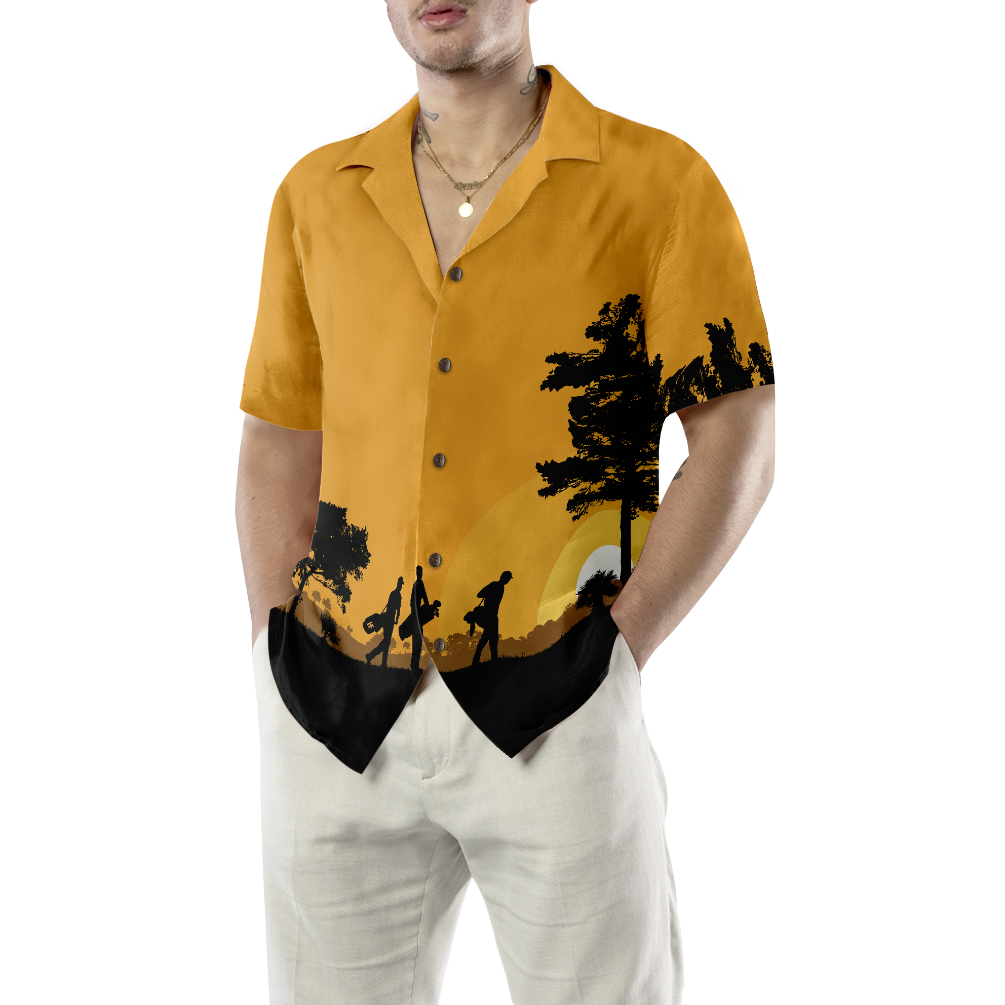 Golfers At Dusk Hawaiian Shirt - Hyperfavor