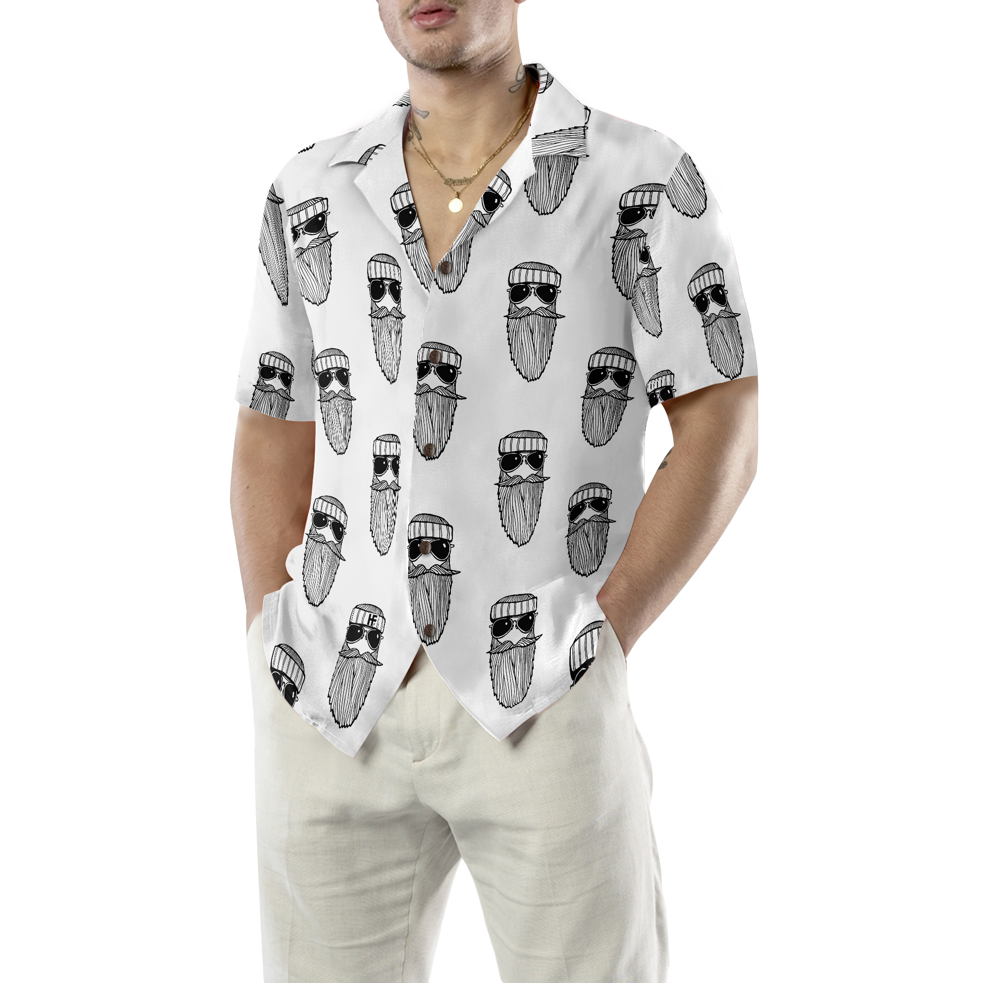 Beard Seamless Pattern Hawaiian Shirt - Hyperfavor