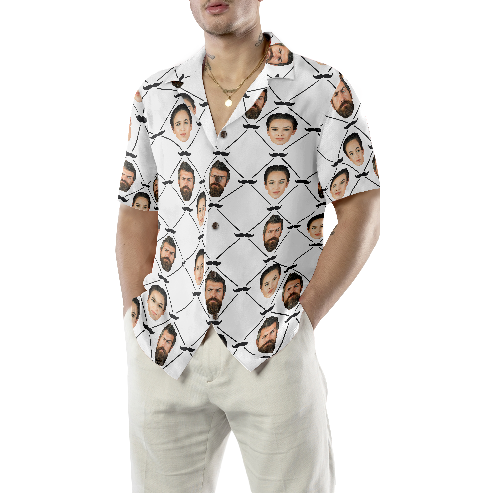 Beard Personalized Couples Face Custom Hawaiian Shirt - Hyperfavor