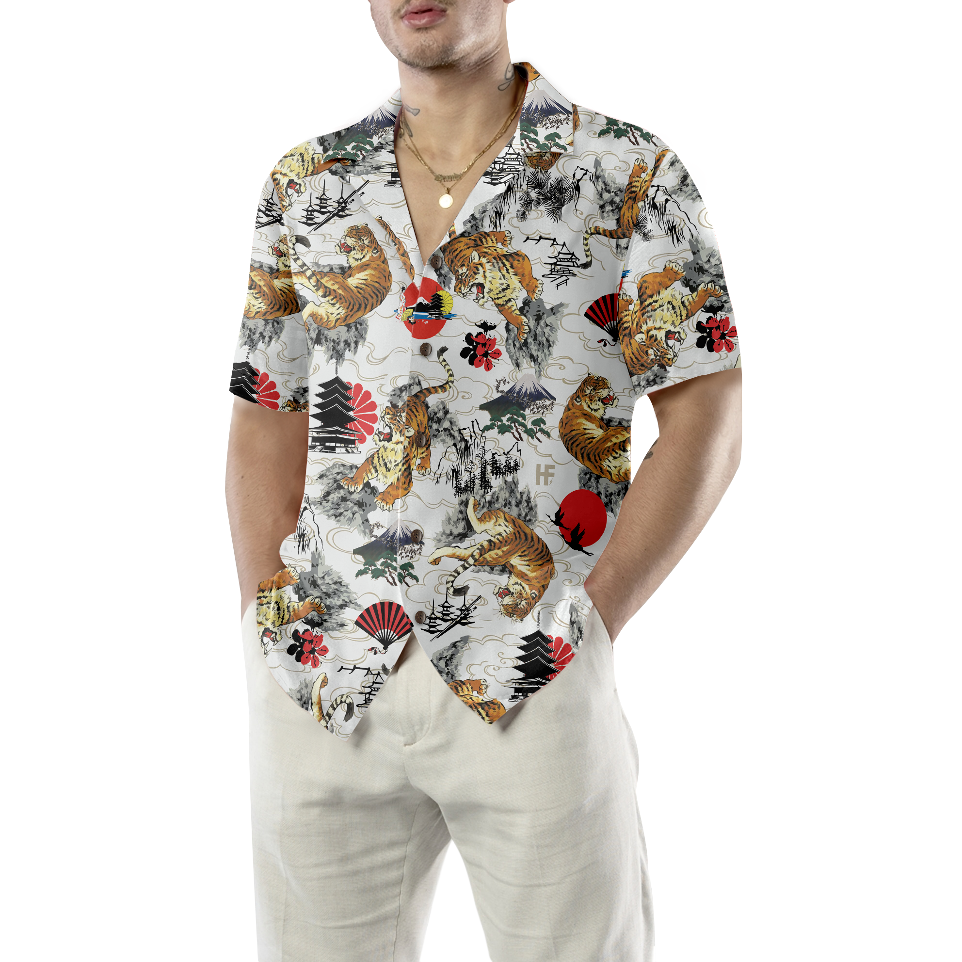 Japanese Tiger Tattoo Shirt For Men Hawaiian Shirt - Hyperfavor