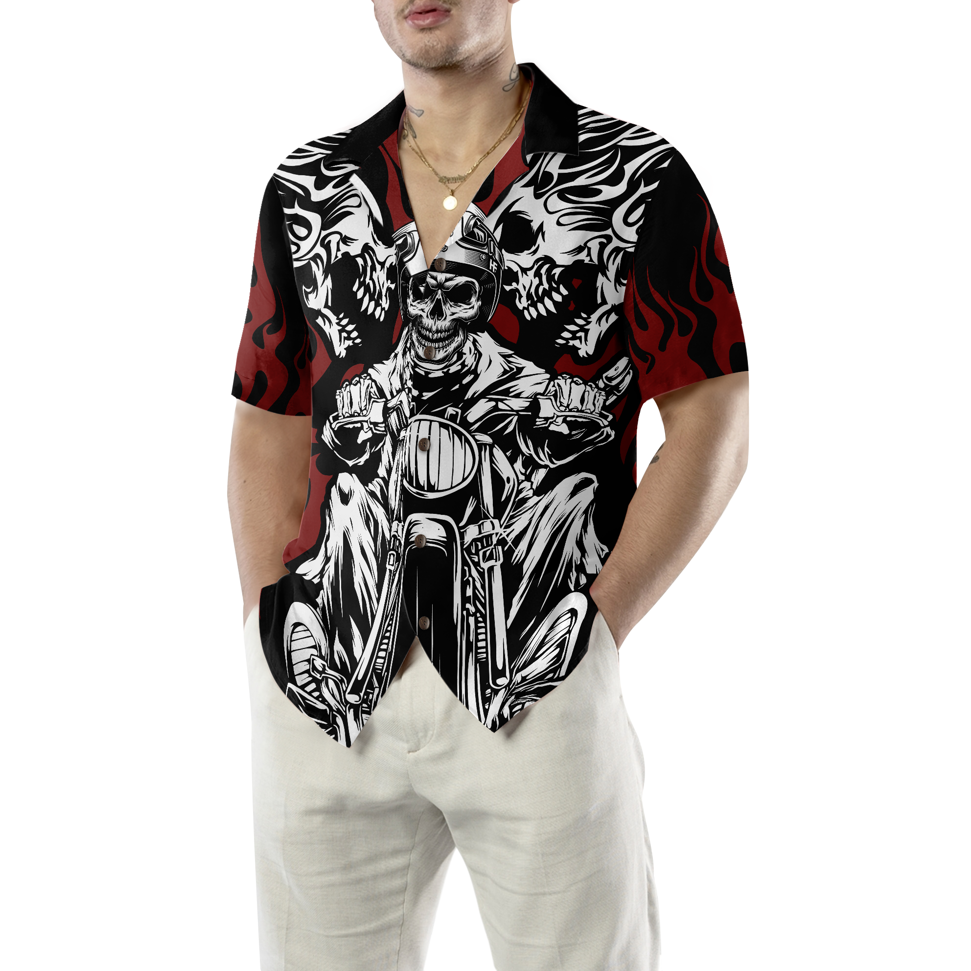 Skull Rider Motorcycle Hawaiian Shirt - Hyperfavor