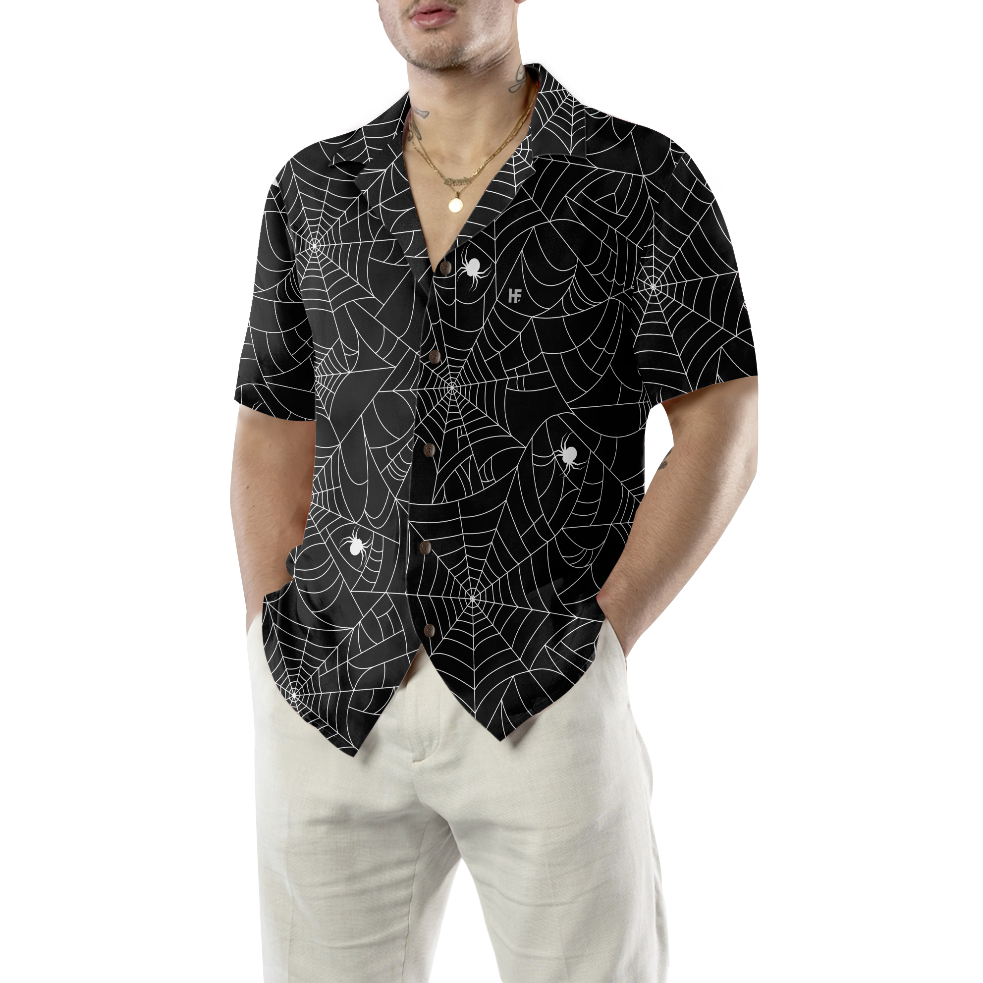 Halloween Spider Web Hawaiian Shirt - Hyperfavor