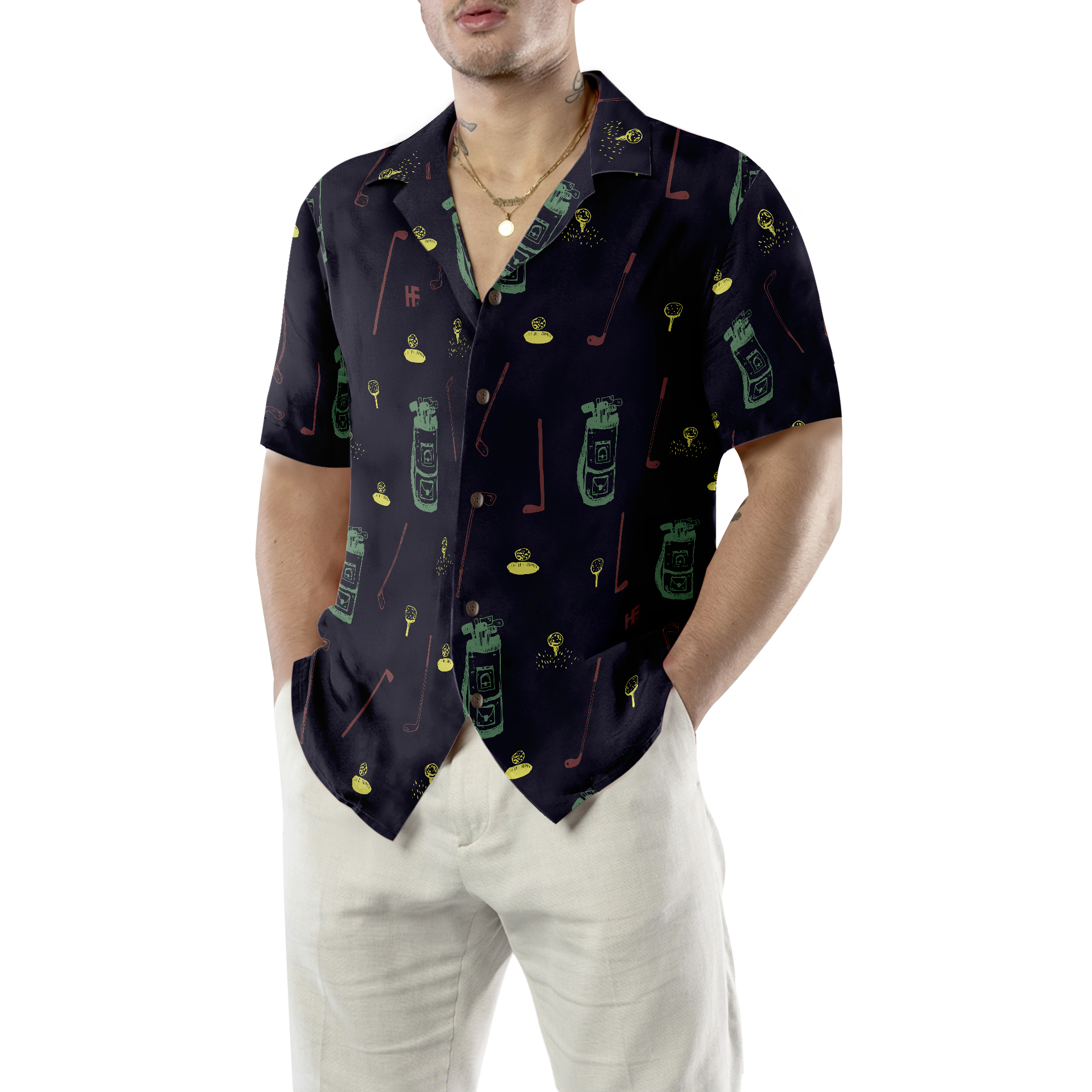 Hand Drawn Golf Seamless Pattern Hawaiian Shirt - Hyperfavor