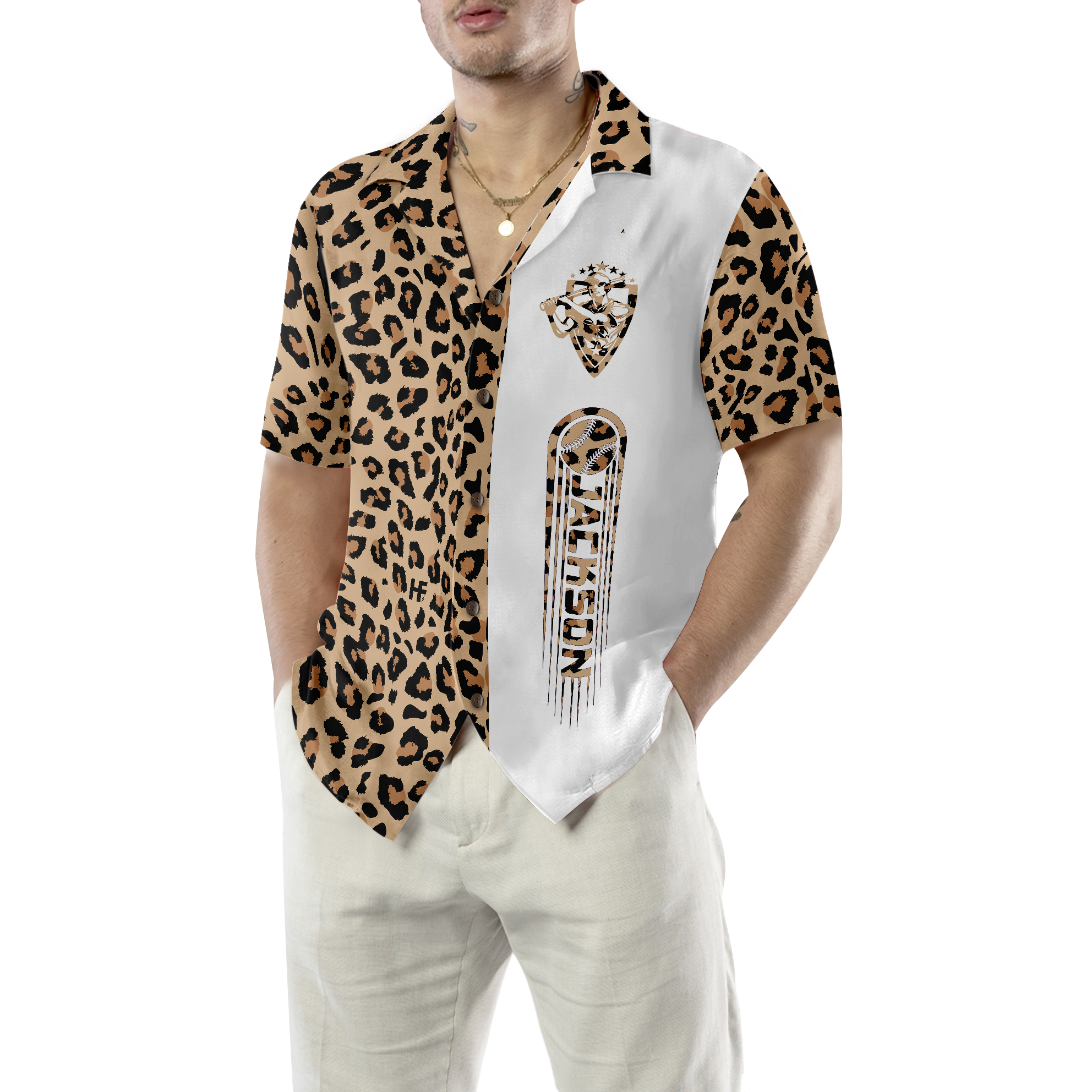 Personalized Baseball Seamless Seamless Leopard Custom Hawaiian Shirt - Hyperfavor