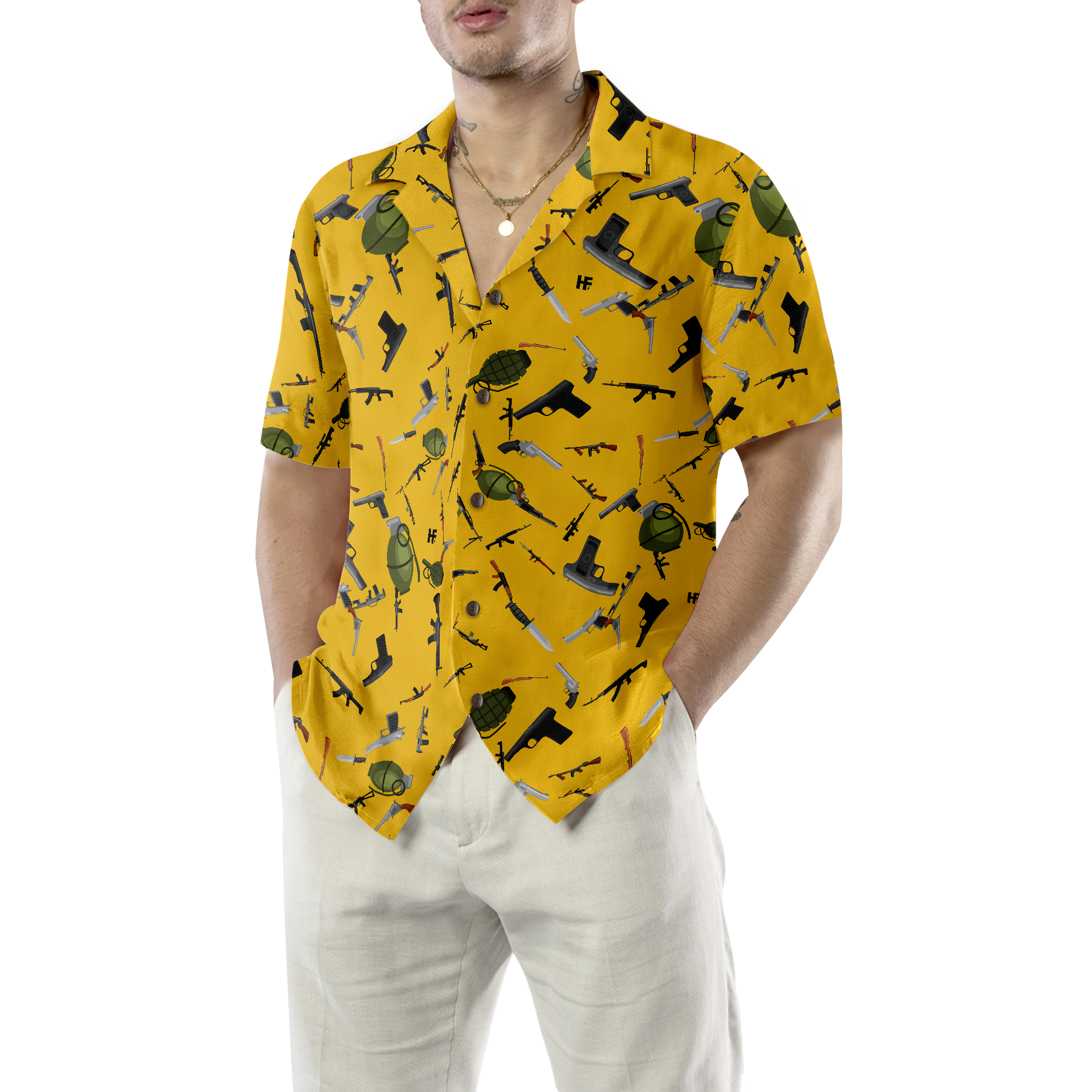 Gun Military Gear Hawaiian Shirt - Hyperfavor