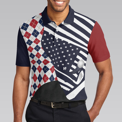 Are You Looking At My Putt Argyle USA Flag Polo Shirt - Hyperfavor