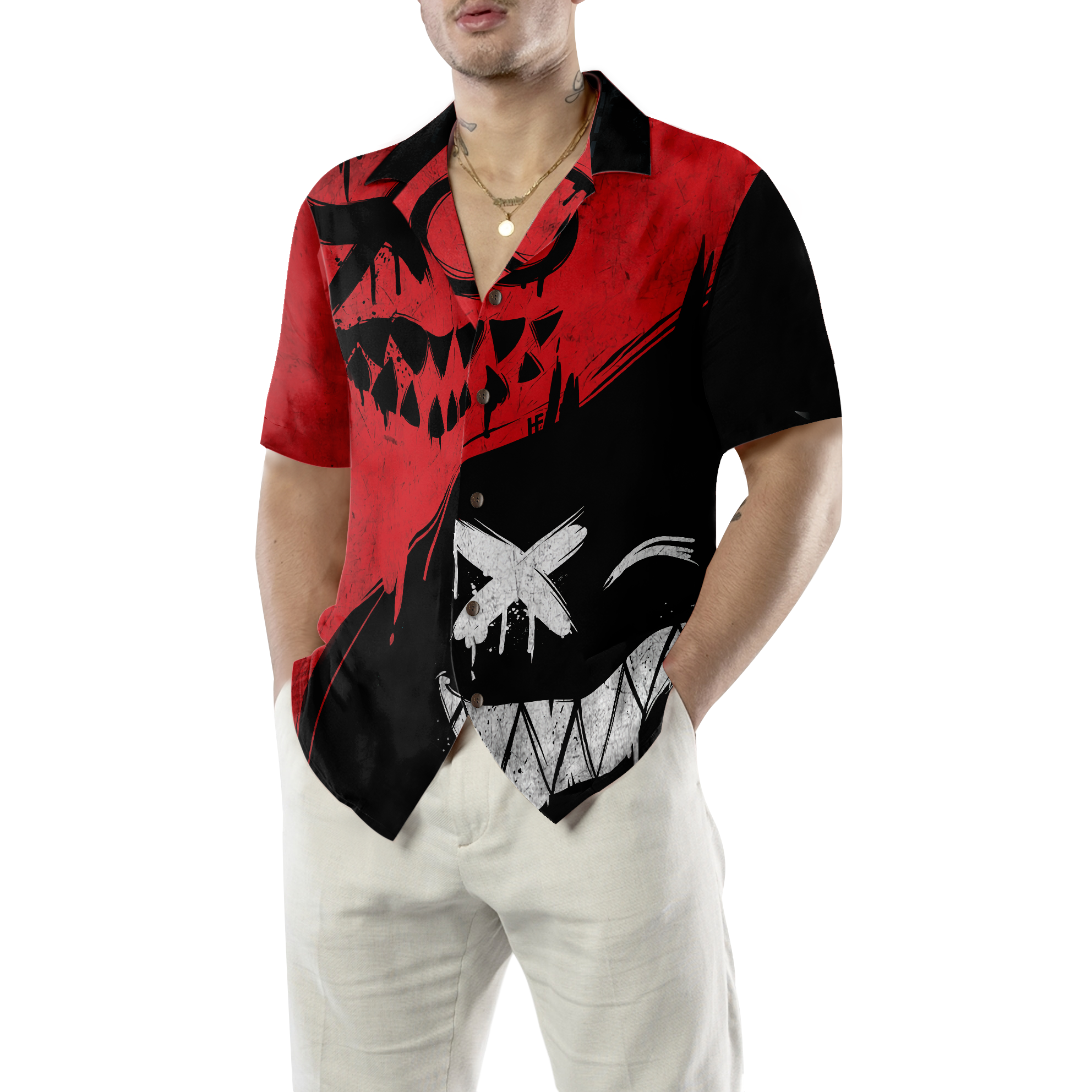 Halloween Evil Smile Hawaiian Shirt - Hyperfavor