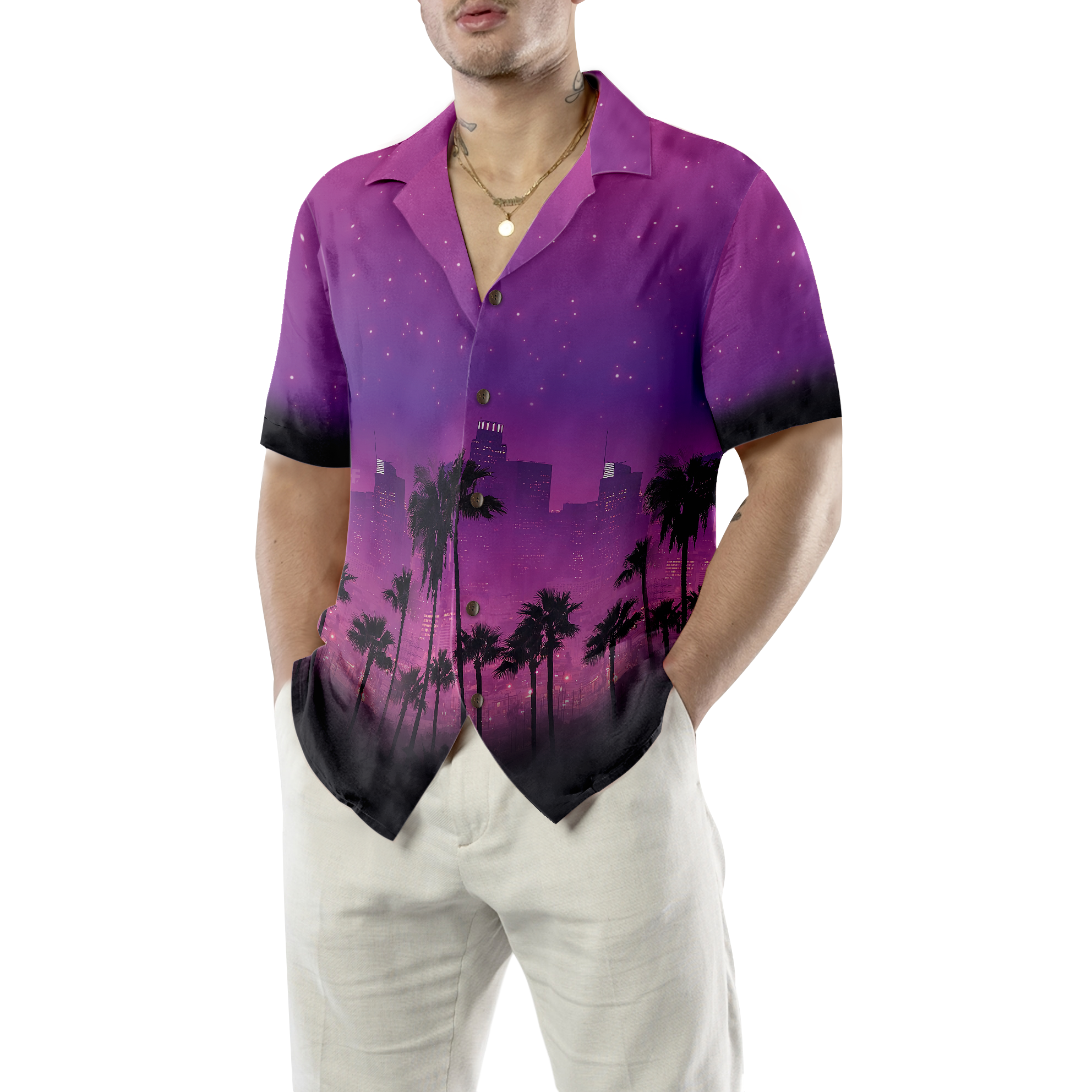 Los Angeles Cityscape Hawaiian Shirt, Stylish Los Angeles Shirts For Men And Women - Hyperfavor