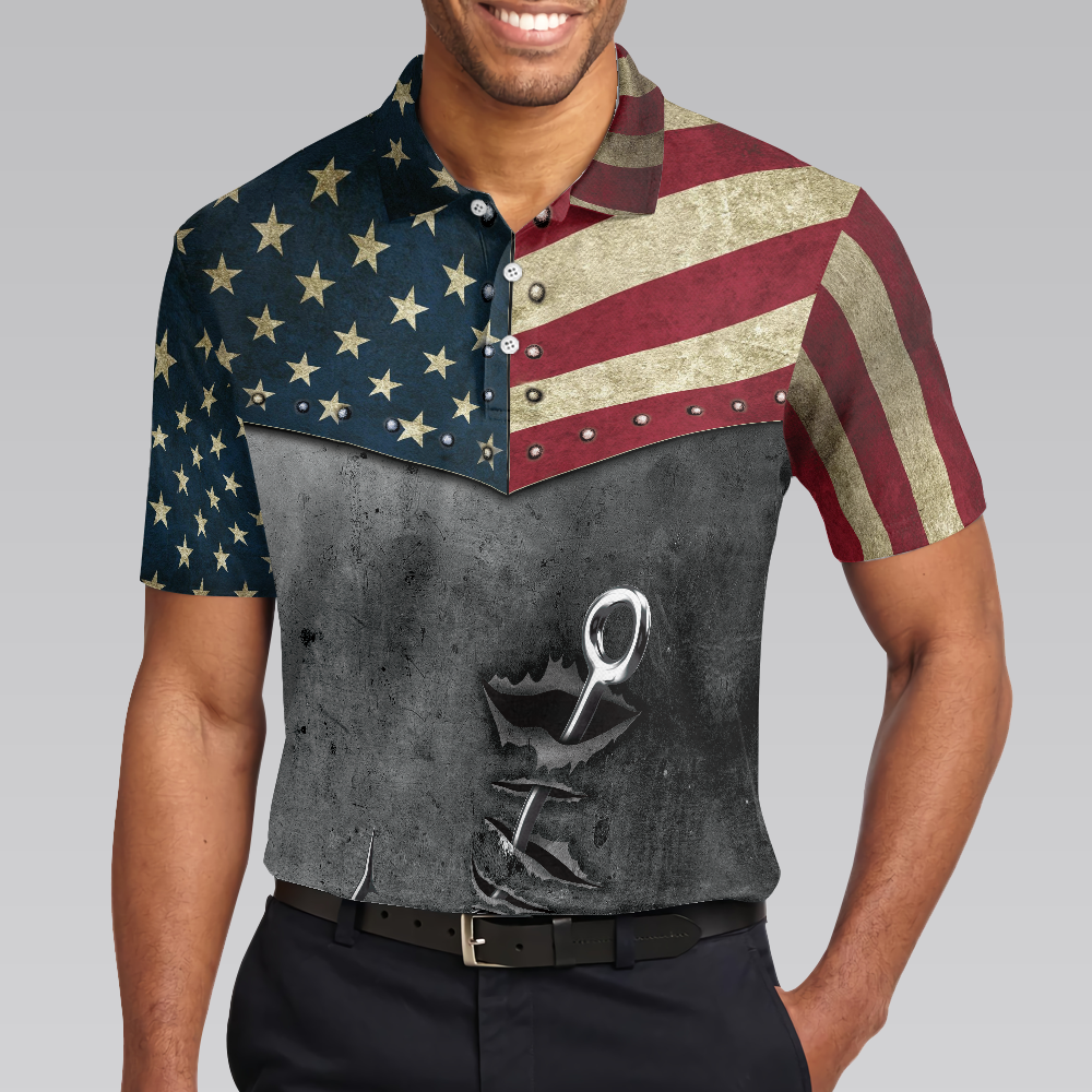 Crack Fishing American Flag Short Sleeve Polo Shirt, Patriotic Polo Shirt, Best Fishing Shirt For Men - Hyperfavor