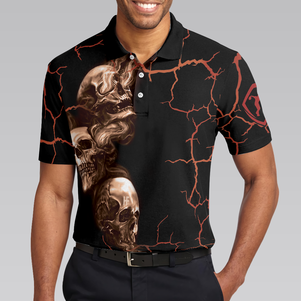 Billiard Aim Shoot Polo Shirt, Scary Skull Billiards Shirt For Men, Best Halloween Billiards Gift Idea - Hyperfavor