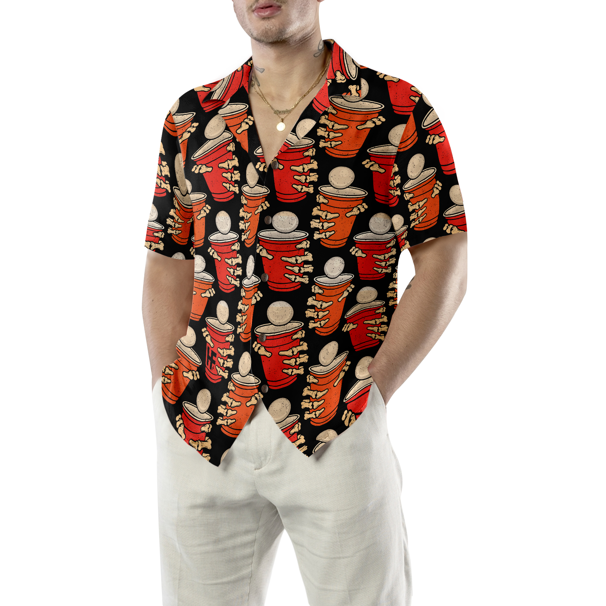 Beer Pong Halloween Party Hawaiian Shirt - Hyperfavor