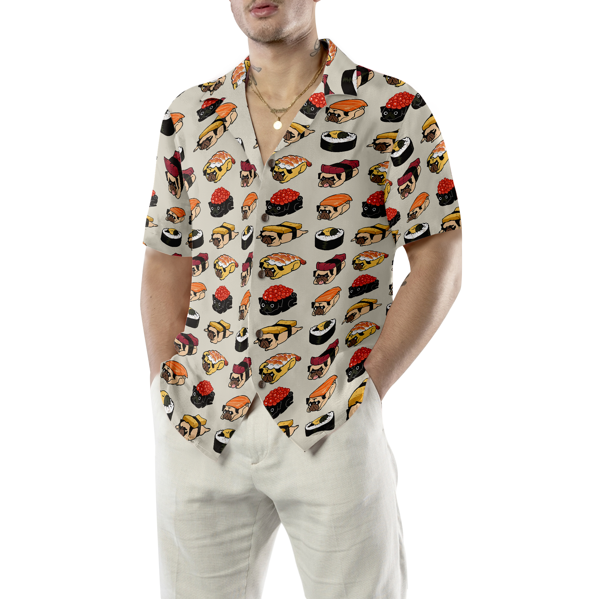 Sushi Pug Shirt For Men Hawaiian Shirt - Hyperfavor