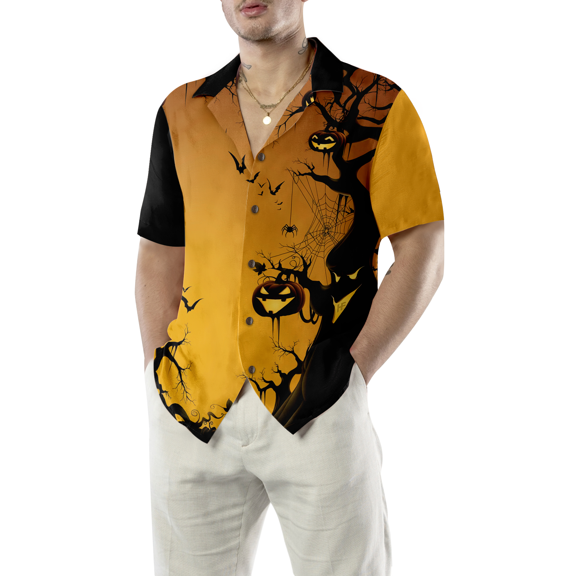 Scary Halloween Tree Hawaiian Shirt - Hyperfavor