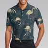 Tropical Flamingo Shadow Pattern Polo Shirt For Men - Hyperfavor