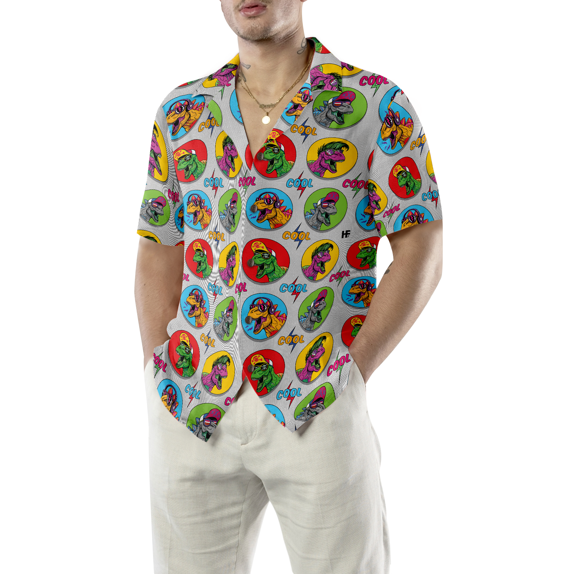 Cool T-Rex Dinosaur Hawaiian Shirt - Hyperfavor