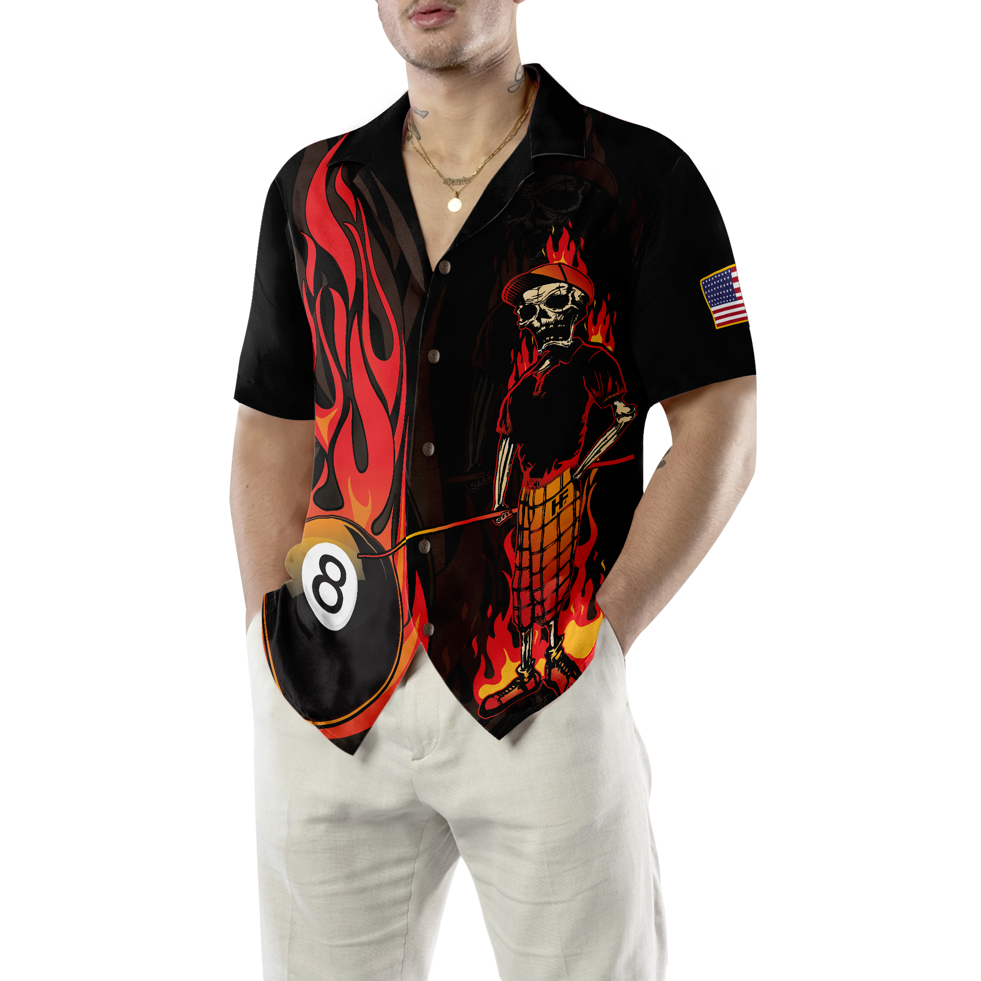 Mr Bones 8 Ball Billiards Hawaiian Shirt - Hyperfavor