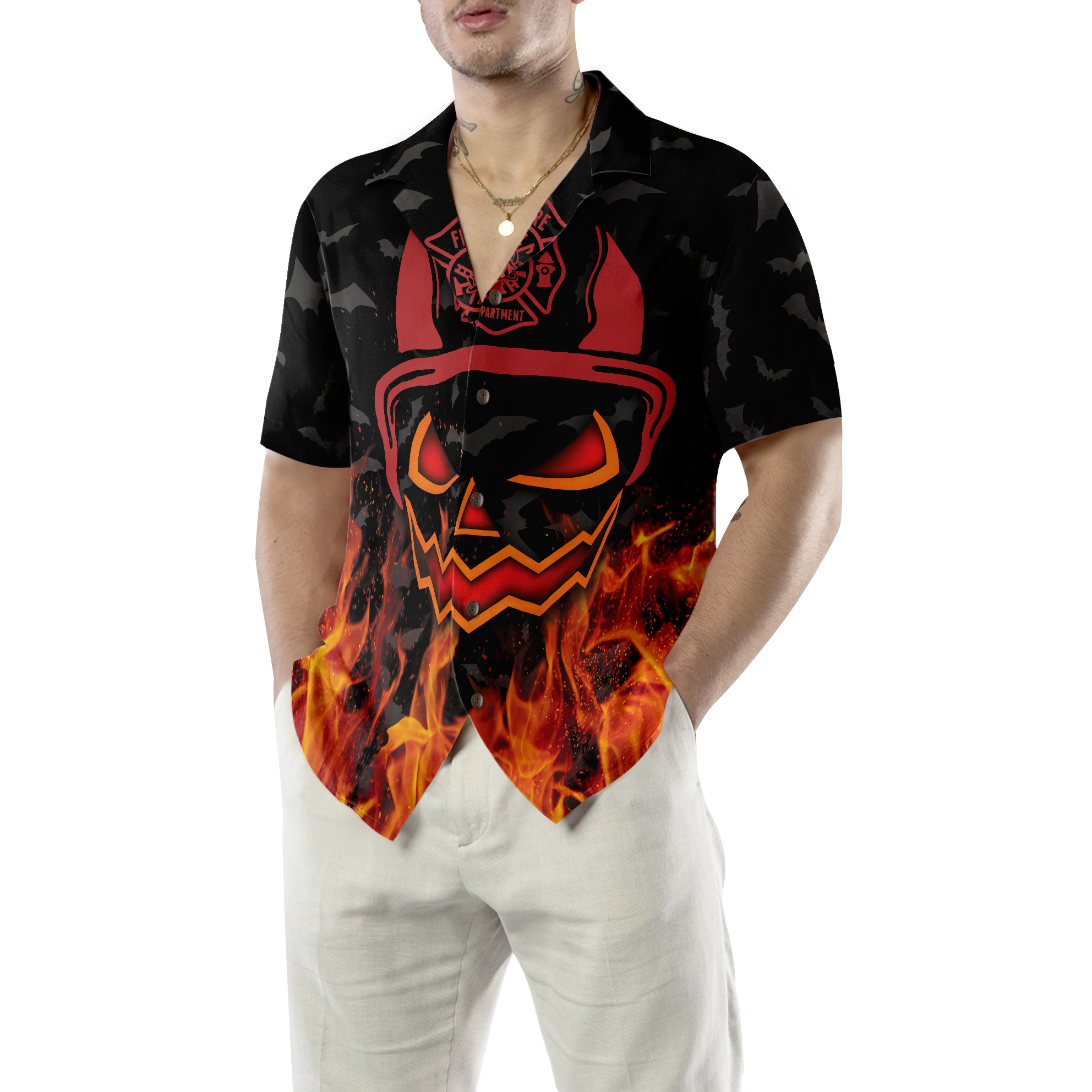 Halloween Firefighter Shirt Hawaiian Shirt - Hyperfavor