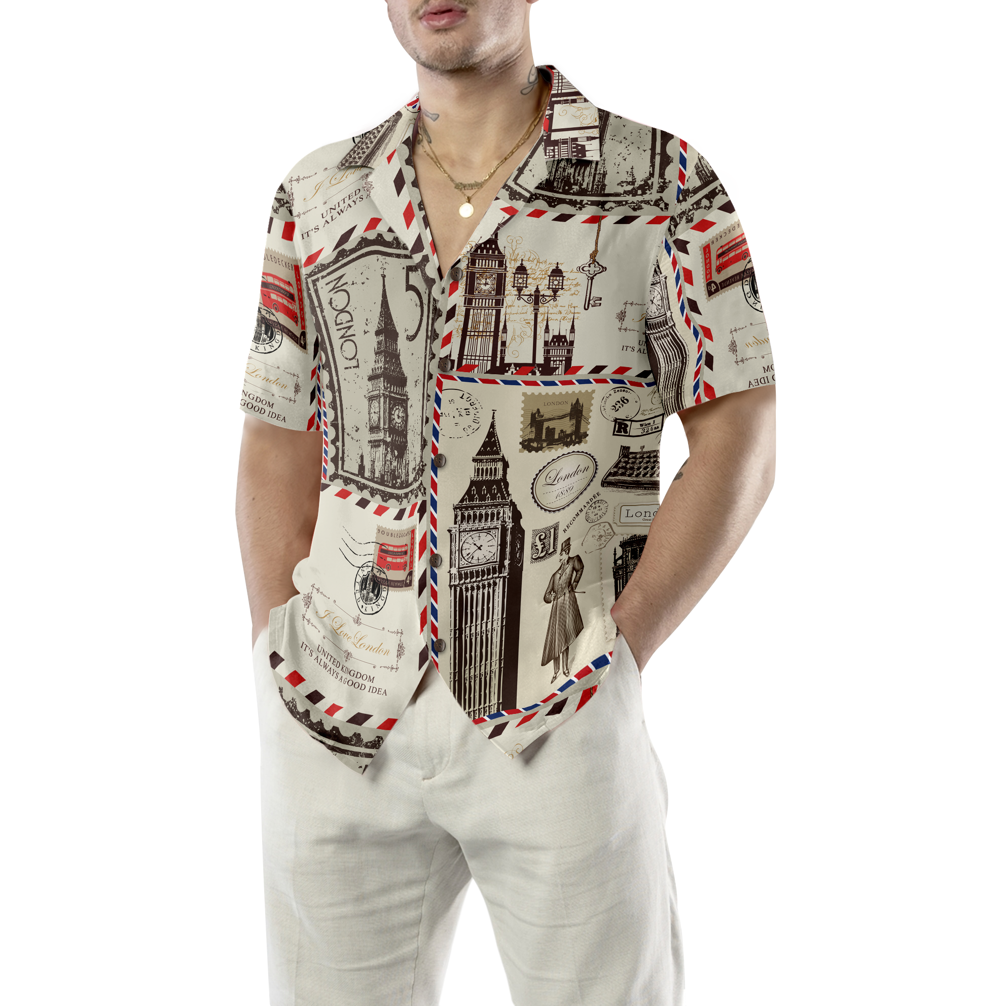 London Pattern Hawaiian Shirt - Hyperfavor