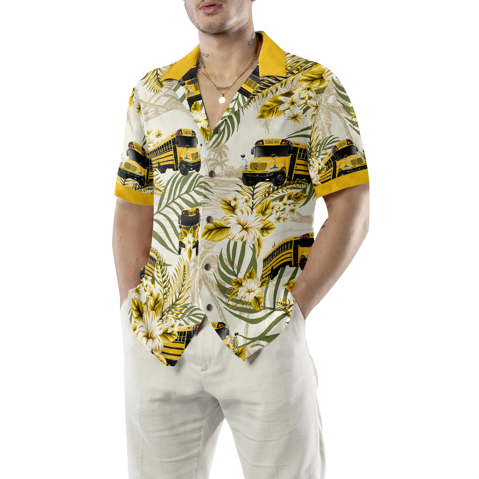 Personalized Name School Bus Driver Custom Hawaiian Shirt - Hyperfavor