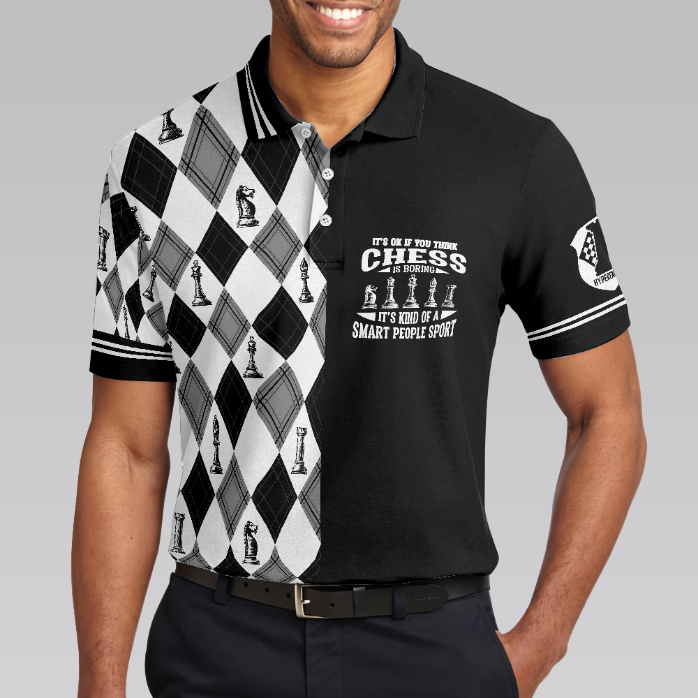 Chess It's Kind Of A Smart People Sport Short Sleeve Polo Shirt, Argyle Pattern Polo Shirt, Best Chess Shirt For Men - Hyperfavor