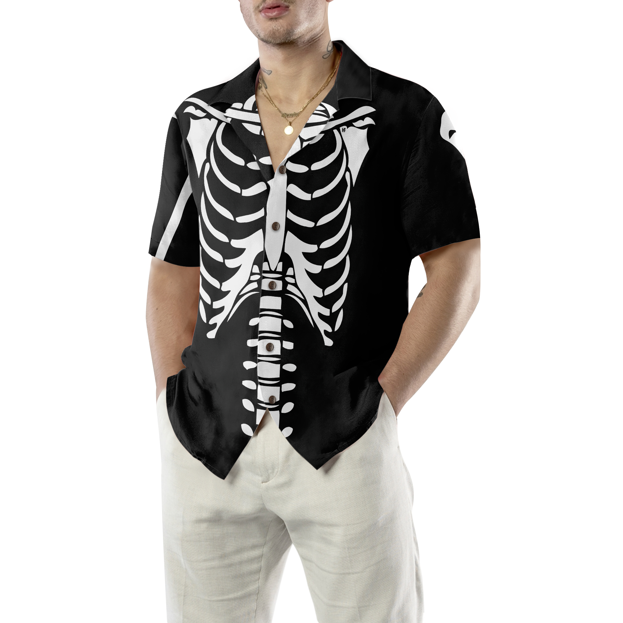 Halloween Skeleton Costume Shirt Hawaiian Shirt - Hyperfavor