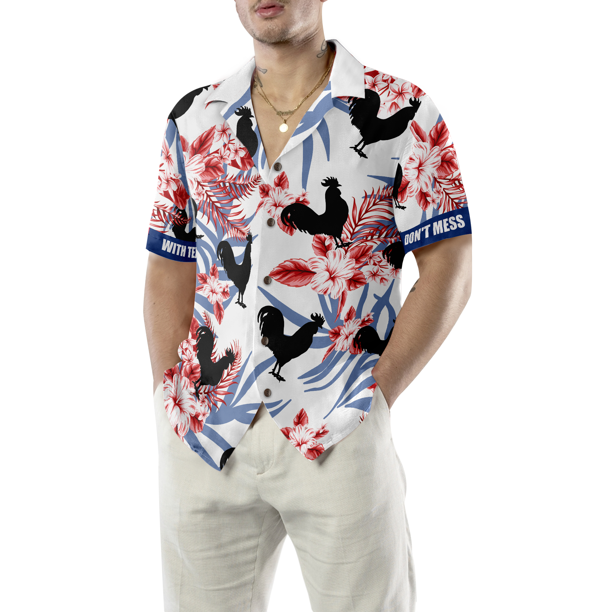 Black Rooster Texas Hawaiian Shirt - Hyperfavor