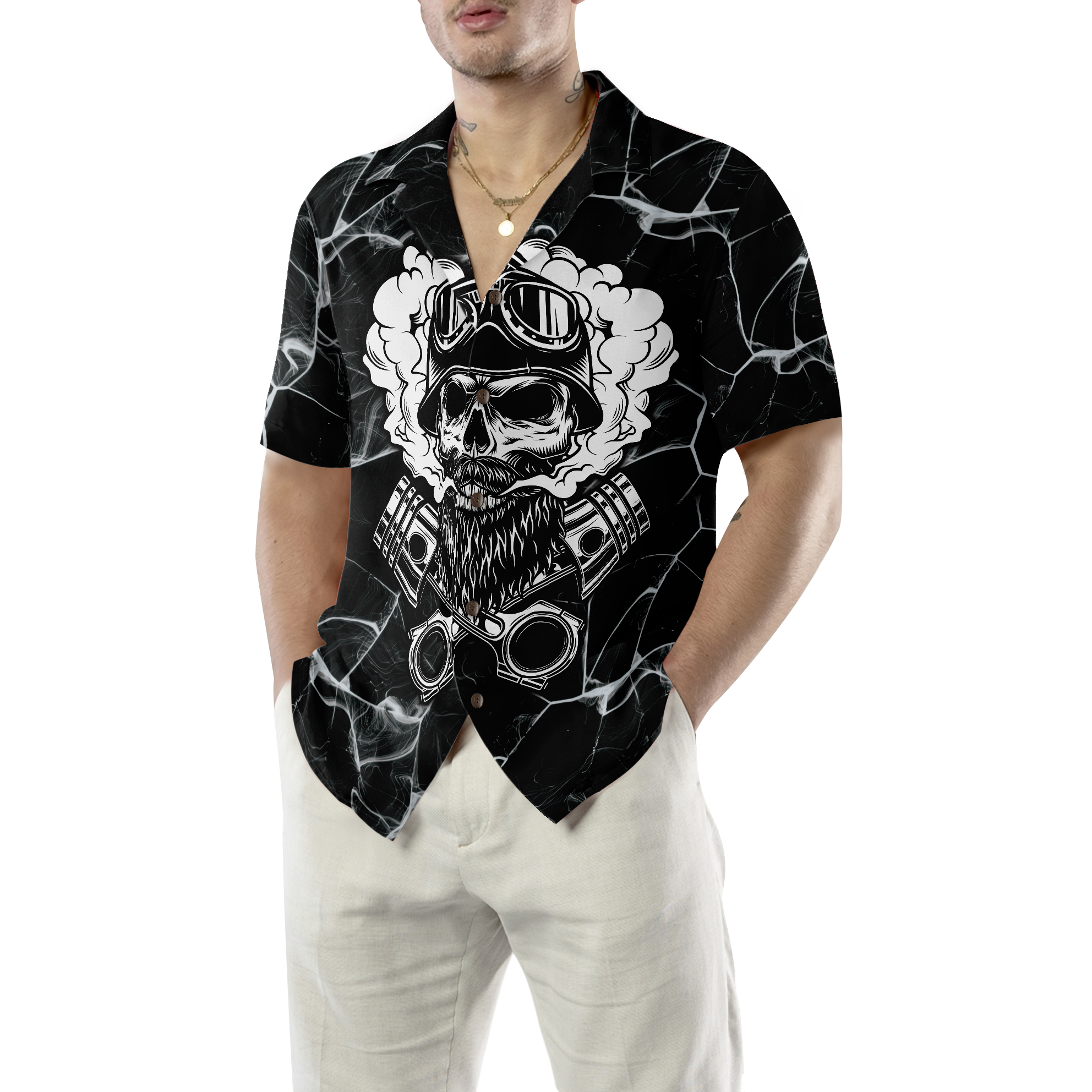 Skull Biker Motocycle Hawaiian Shirt, Motorcycle Shirts For Men And Women - Hyperfavor