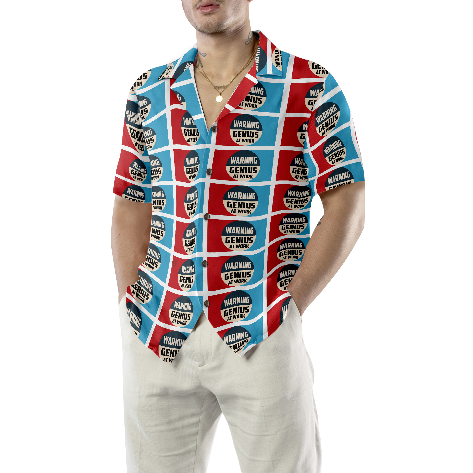 Warning Genius Work Vintage Hawaiian Shirt - Hyperfavor