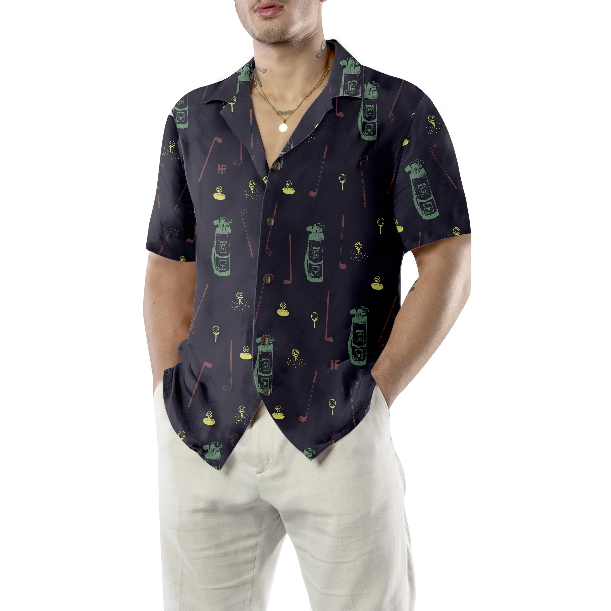 Hand Drawn Golf Seamless Pattern Hawaiian Shirt - Hyperfavor