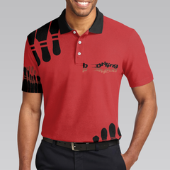 My Mind Is In The Gutter But My Balls Aren't Bowling Polo Shirt, Funny Red And Black Bowling Polo Shirt For Men - Hyperfavor