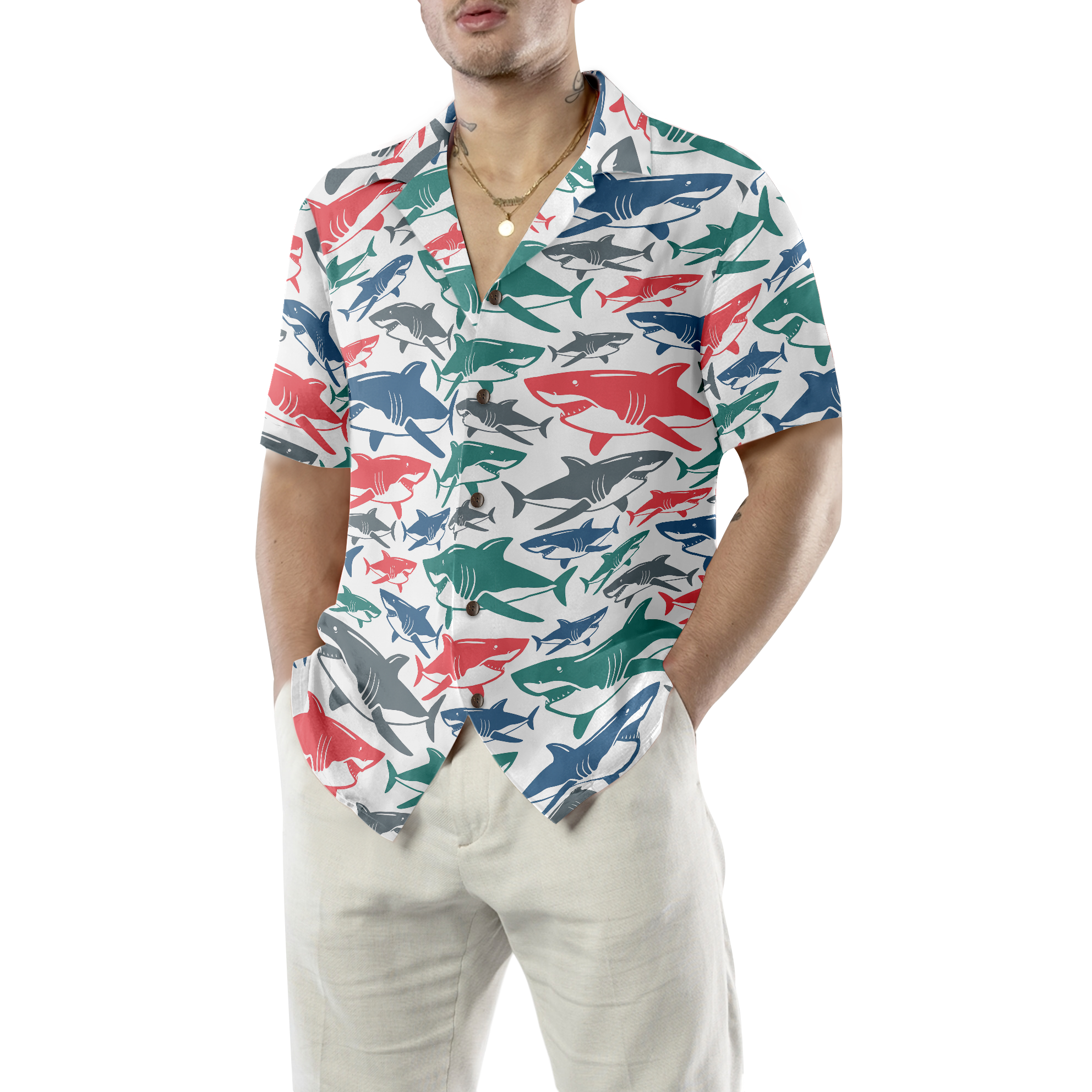 Shark Pattern 14 Hawaiian Shirt - Hyperfavor