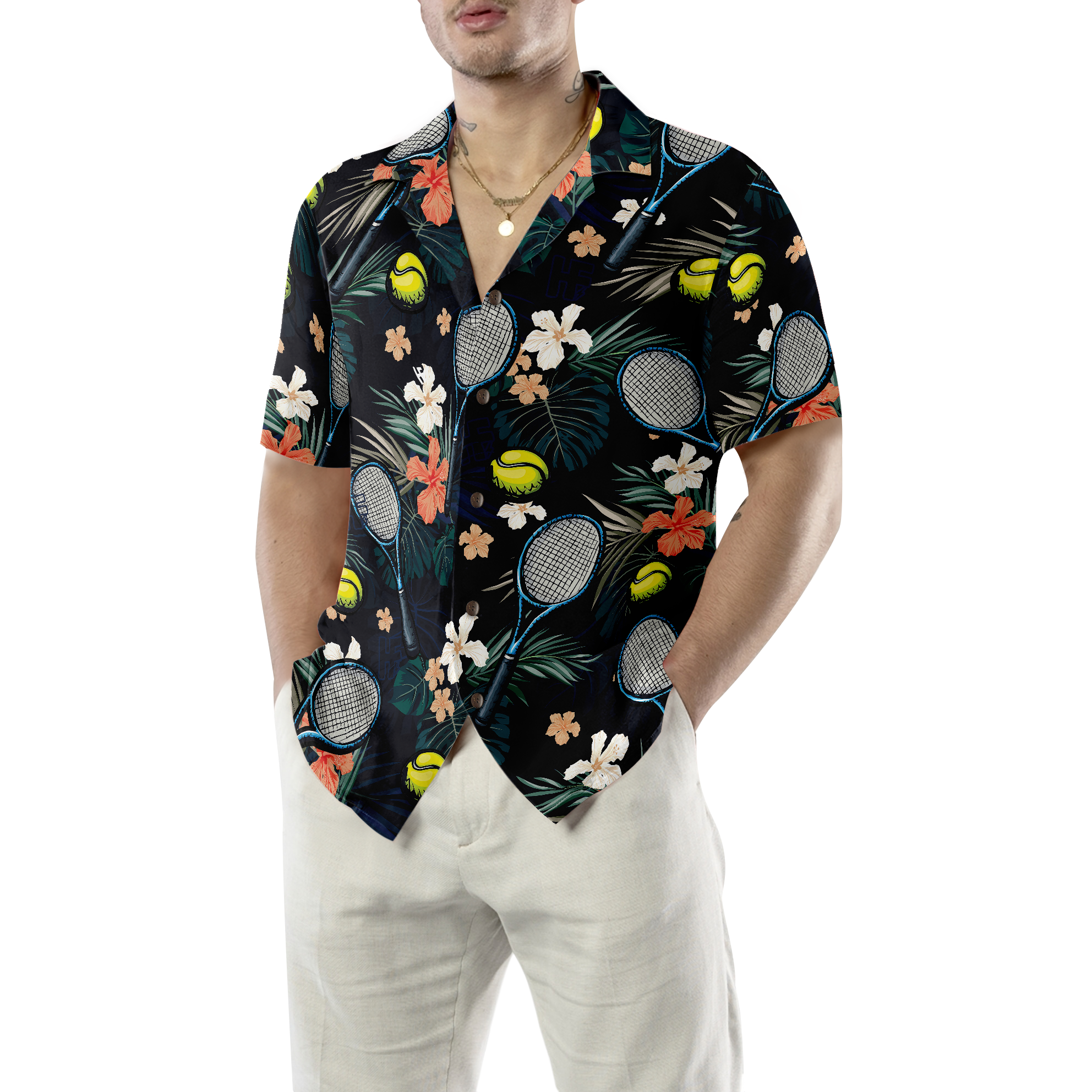 Tropical Floral Tennis Hawaiian Shirt - Hyperfavor