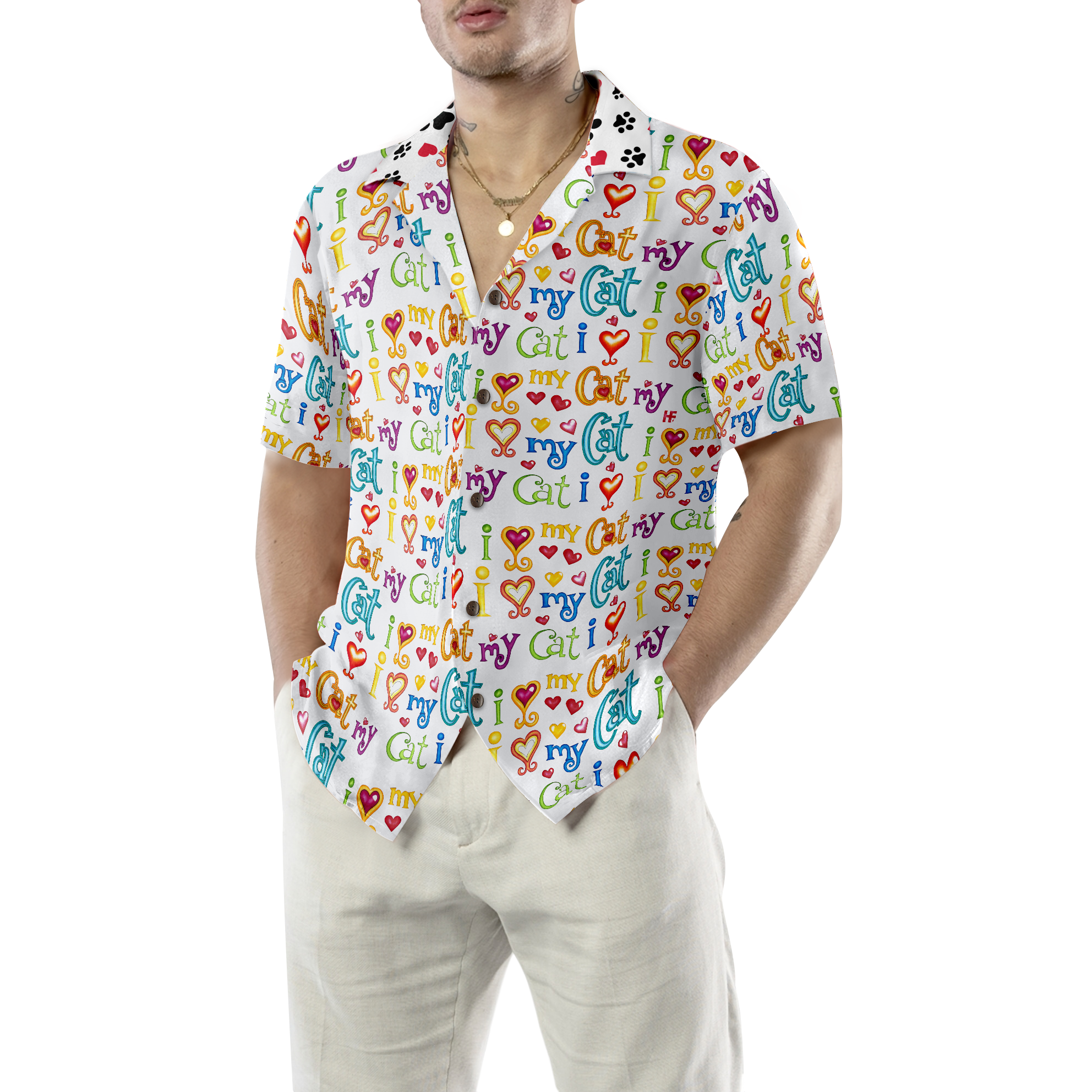 Cat I Love My Cat Hawaiian Shirt - Hyperfavor