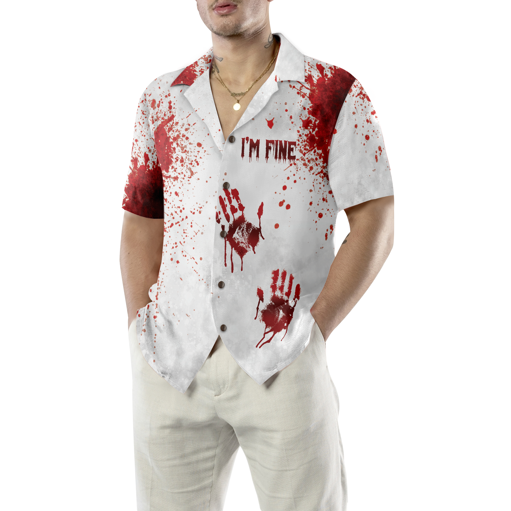 Halloween Blood Splatter Hawaiian Shirt - Hyperfavor