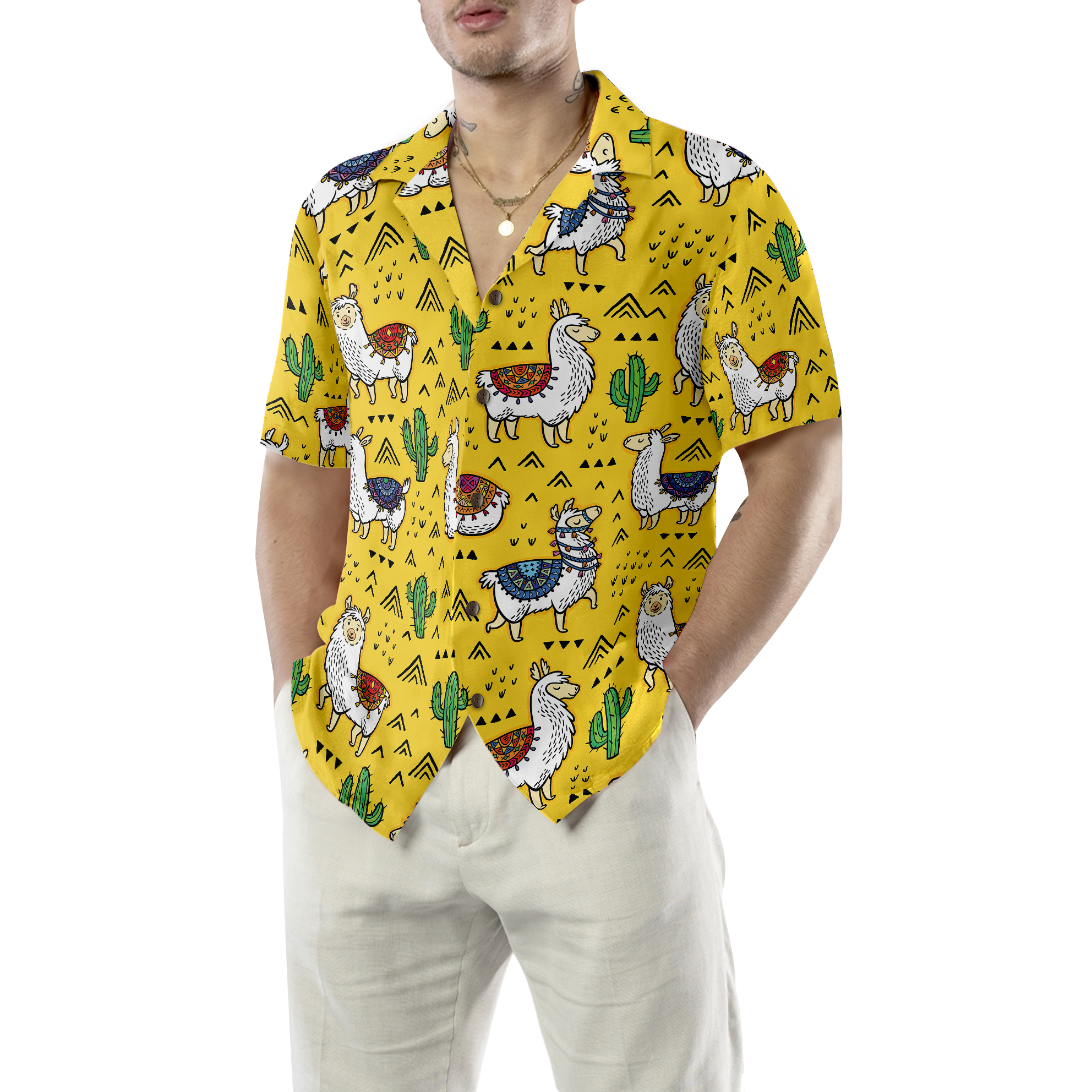 Llamas Cactuses Hawaiian Shirt - Hyperfavor