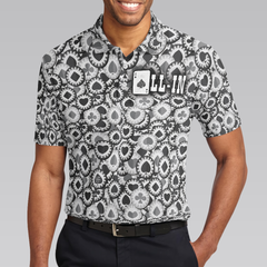 Poker All In Short Sleeve Polo Shirt, Black And White Poker Chip Pattern Polo Shirt, Best Poker Shirt For Men - Hyperfavor