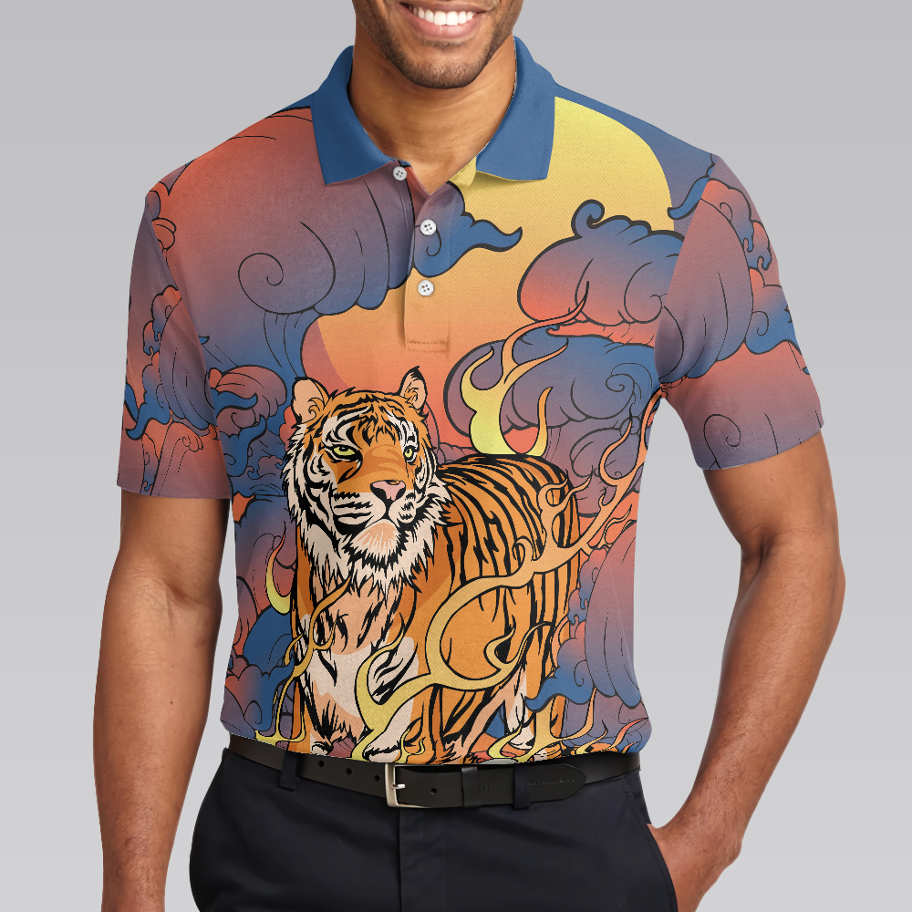 Oriental Powerful Tiger Polo Shirt, Cool Tiger Shirt For Men, Tiger Gift Idea - Hyperfavor