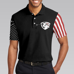 Let's Par Tee Short Sleeve Golf Polo Shirt, Dark Theme American Flag Polo Shirt, Patriotic Golf Shirt For Men - Hyperfavor