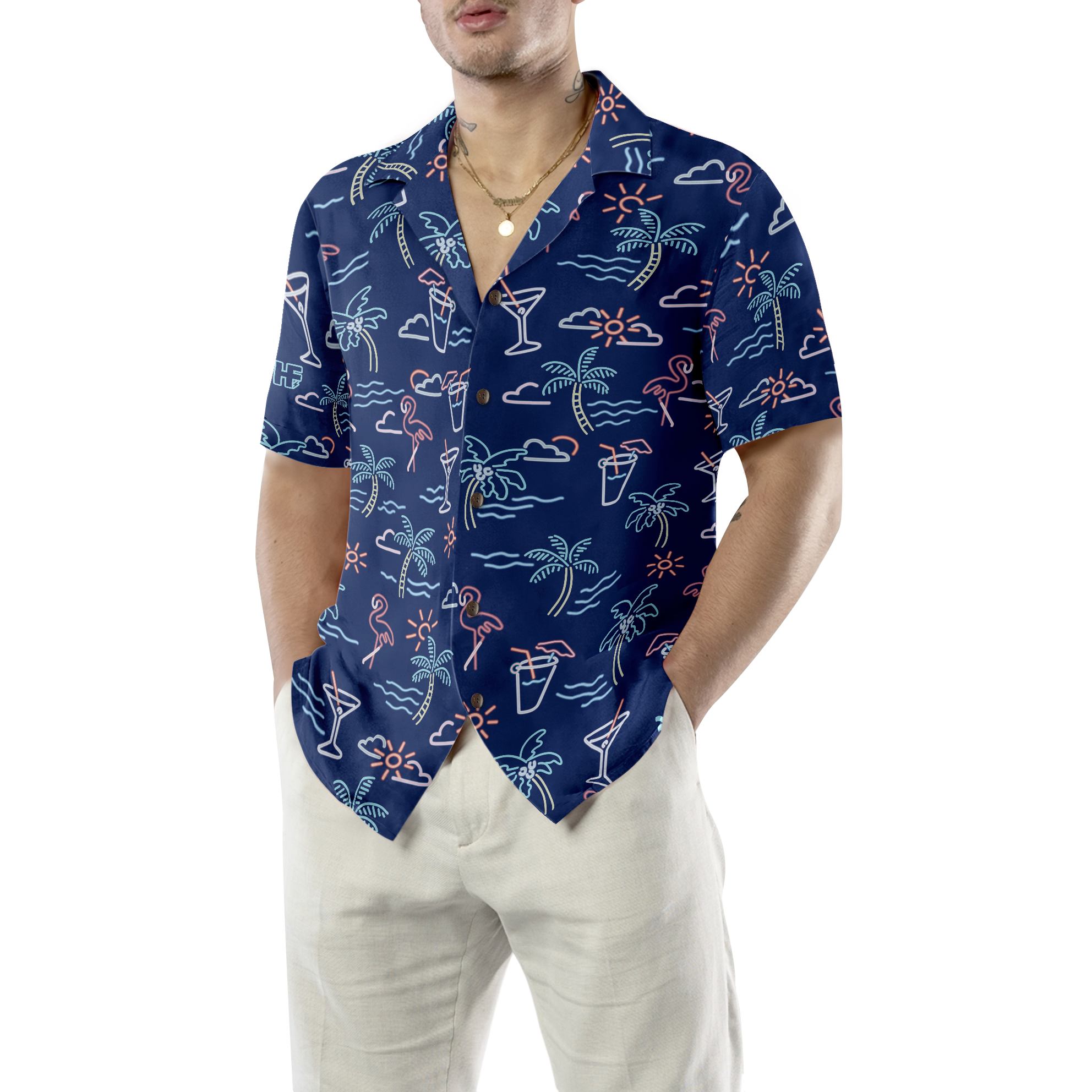 Beach Party Tropical Flamingo Hawaiian Shirt - Hyperfavor