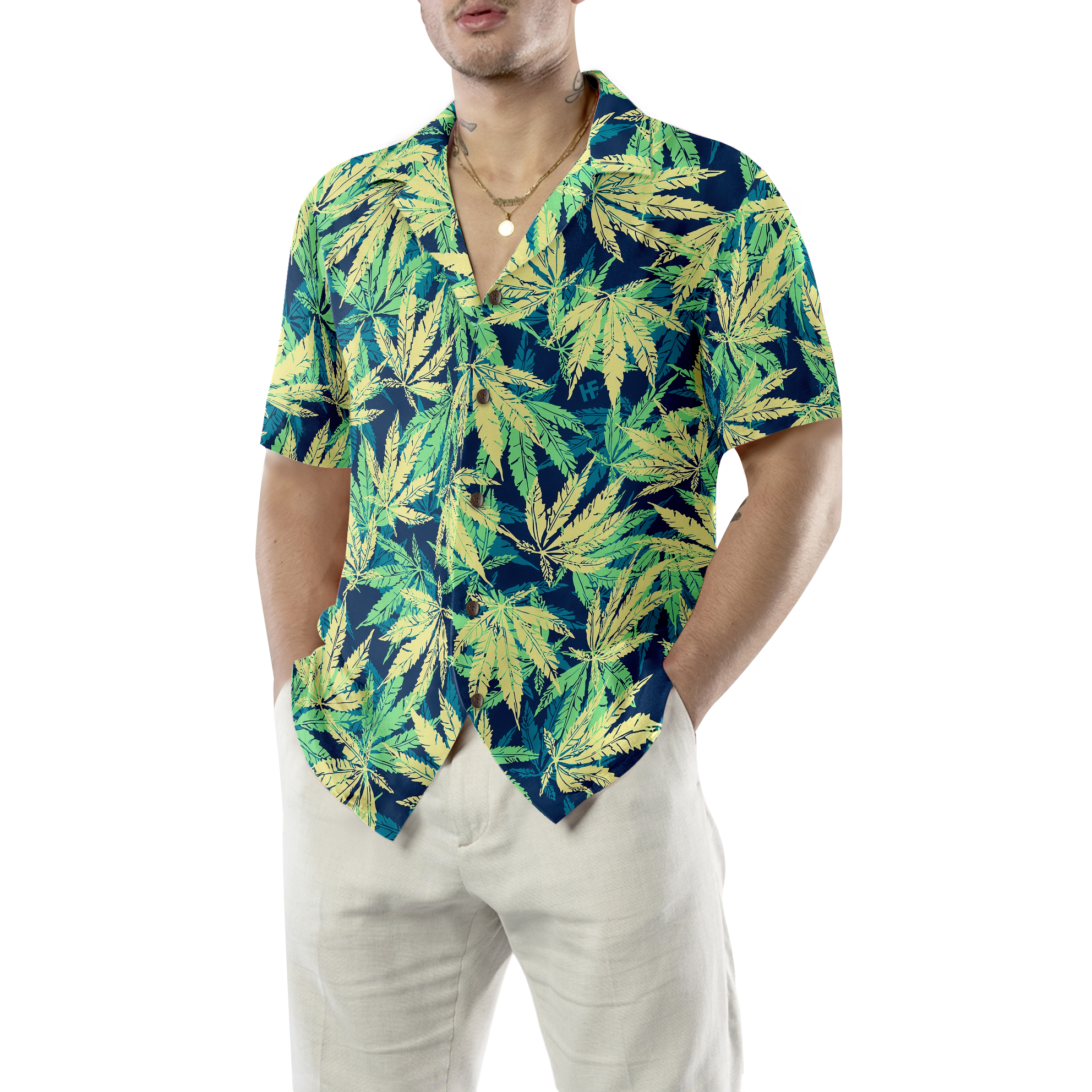 Tropical Marijuana Leaves Shirt For Men Hawaiian Shirt - Hyperfavor