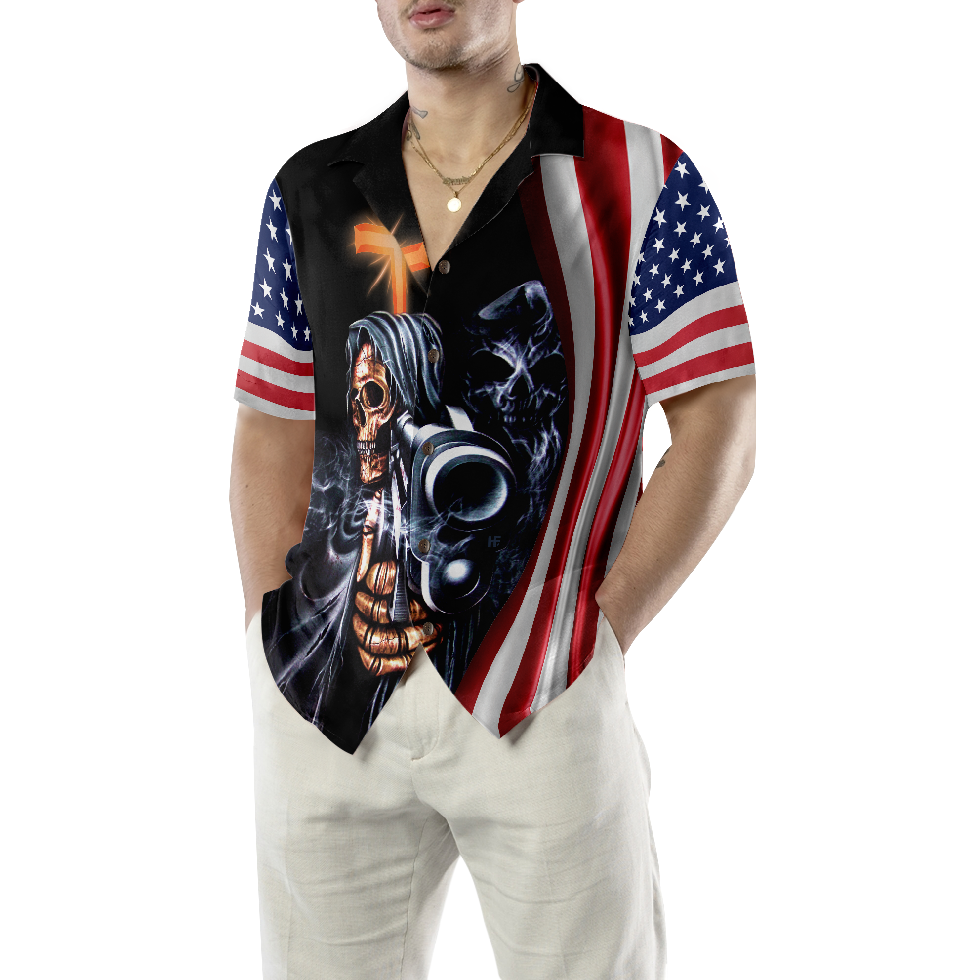 Gun And God Shirt For Men Hawaiian Shirt - Hyperfavor