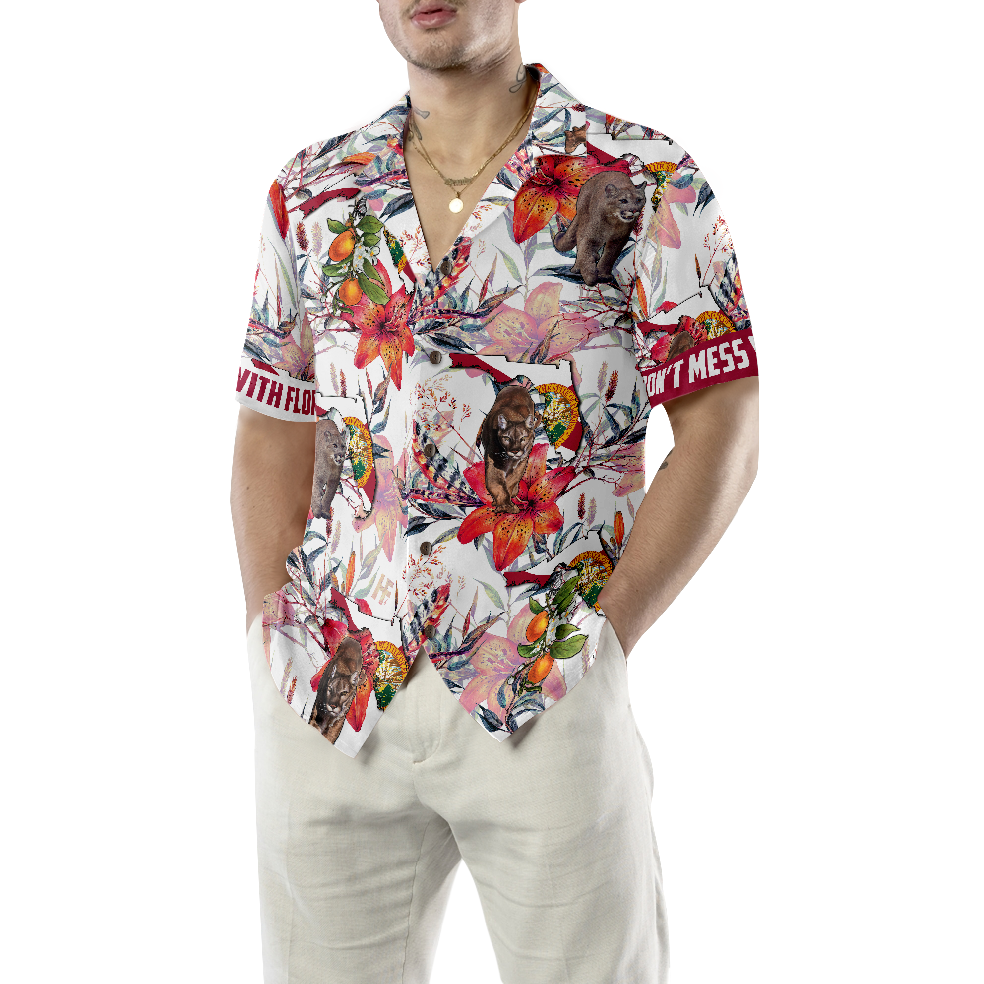 Florida Panther And Orange Blossom Hawaiian Shirt - Hyperfavor