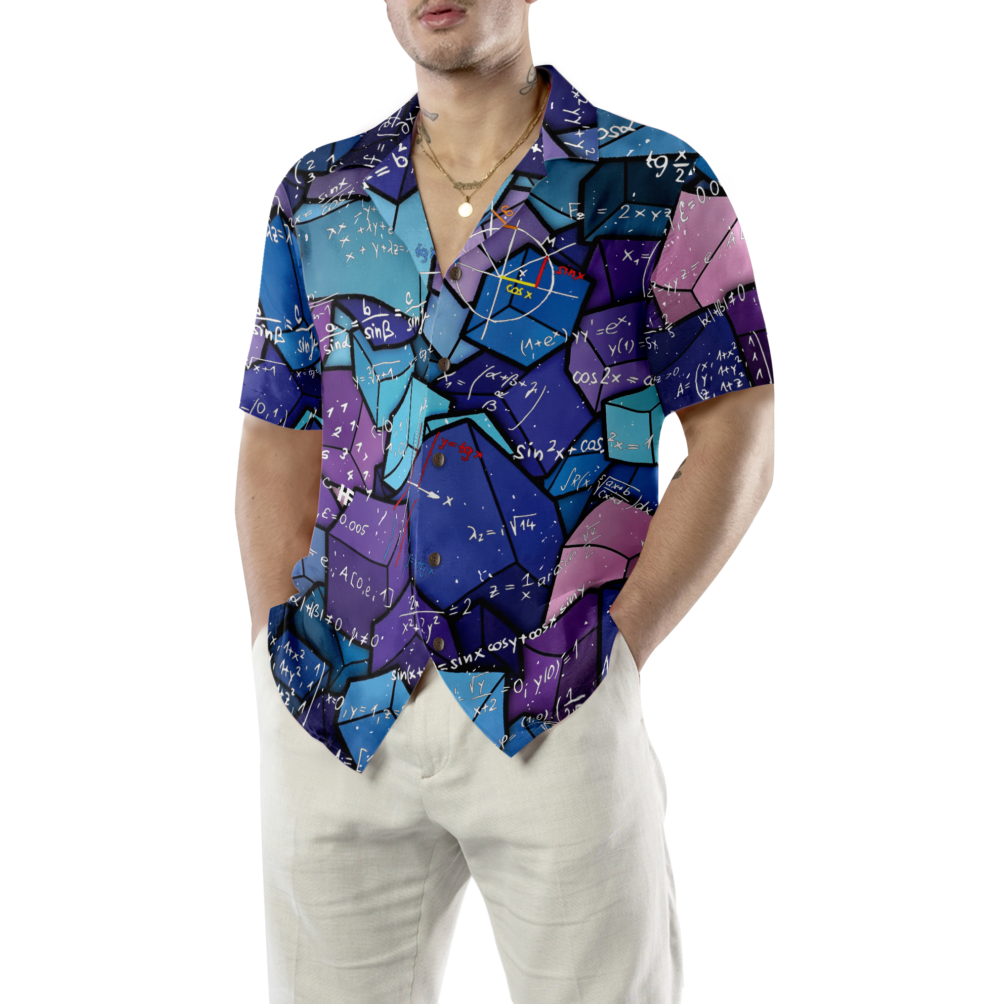 I Love Math Digital Pattern Hawaiian Shirt - Hyperfavor