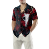 Artistic Gothic Skull Hawaiian Shirt For Men, Black and Red Goth Hawaiian Shirt - Hyperfavor