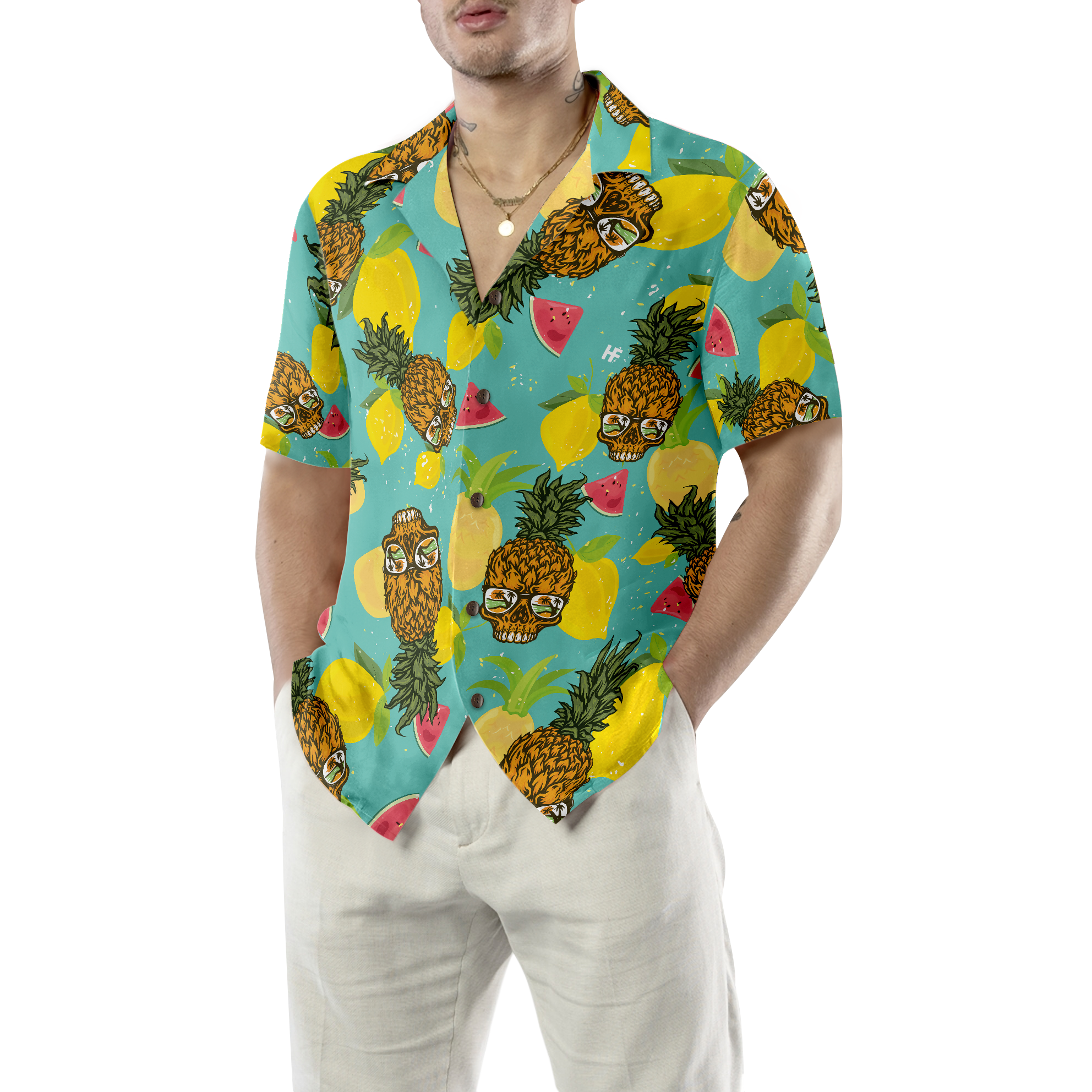 Skull With Sunglasses Hawaiian Shirt - Hyperfavor