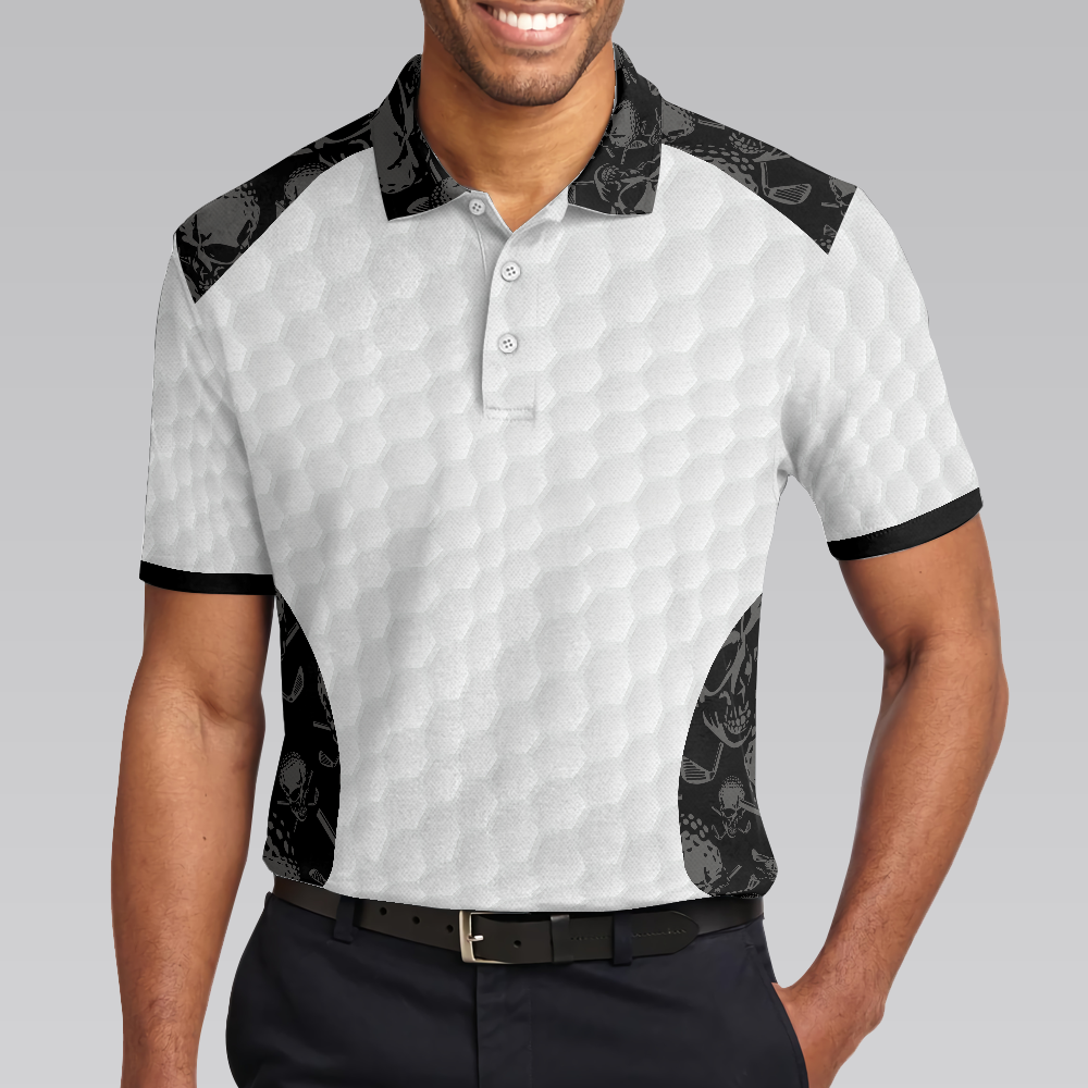 Grip It Rip It Sip It Golf White Polo Shirt, Skull Pattern Shirt For Christmas, Scary Gift Idea For Golfers - Hyperfavor