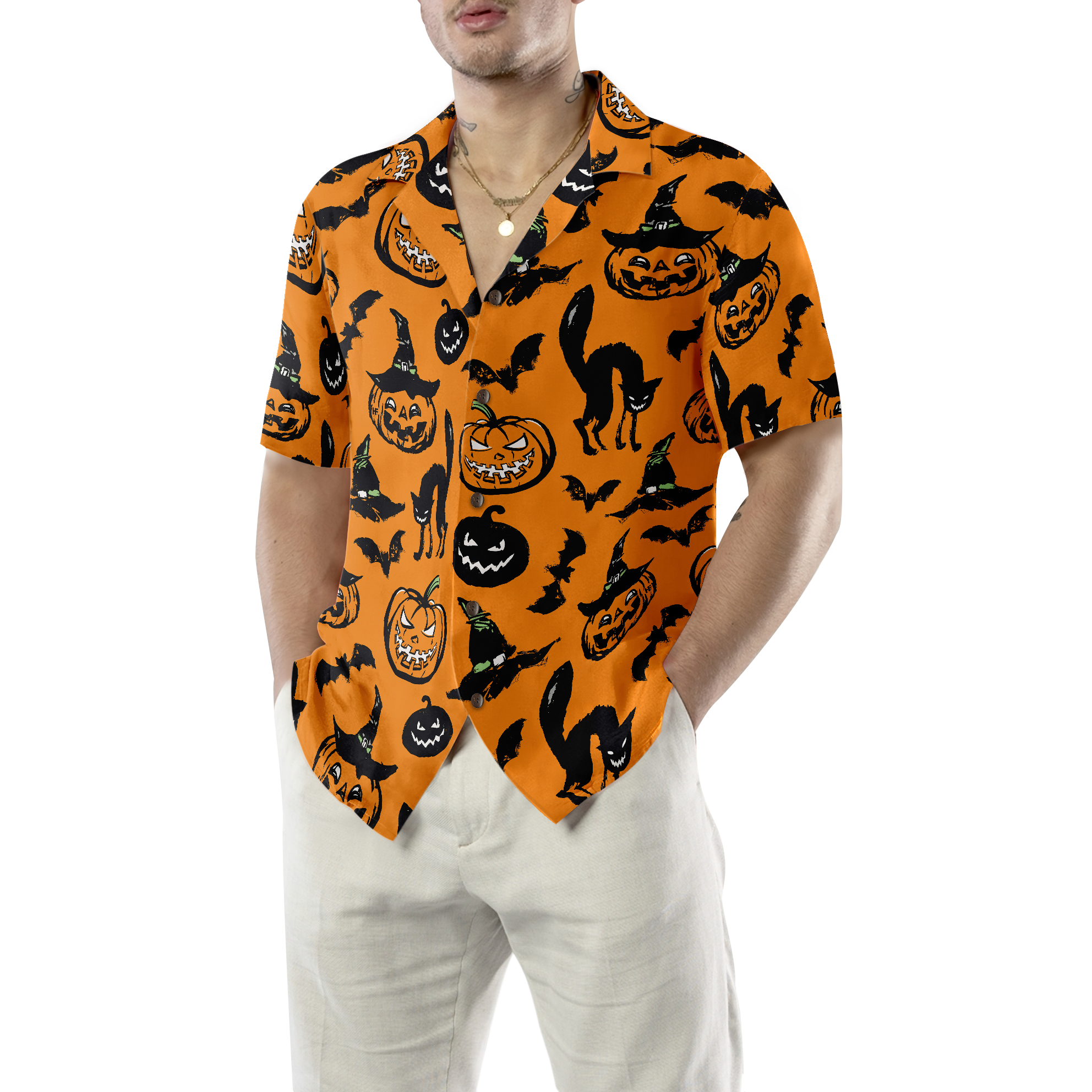 Halloween Pattern Hawaiian Shirt - Hyperfavor